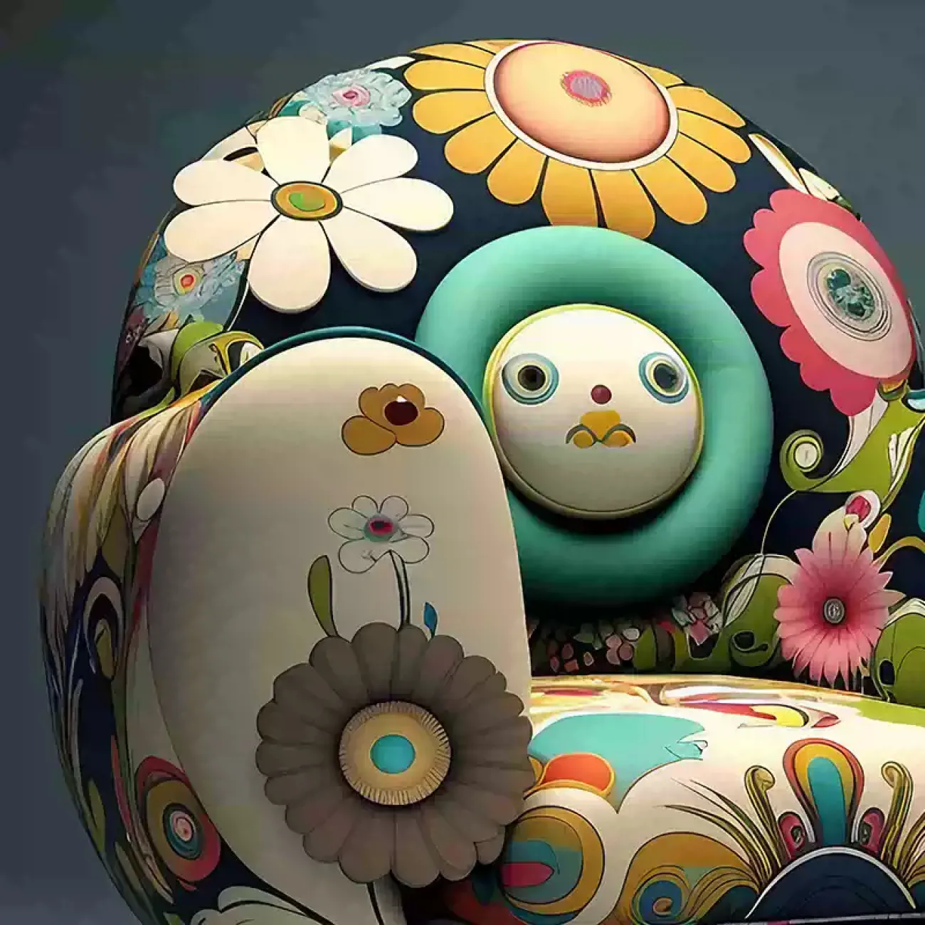 Дизайнерское текстильное кресло MIVICA с оригинальной формой и принтом KR38509-32 Дизайнерское текстильное кресло MIVICA с оригинальной формой и принтом KR38509-32