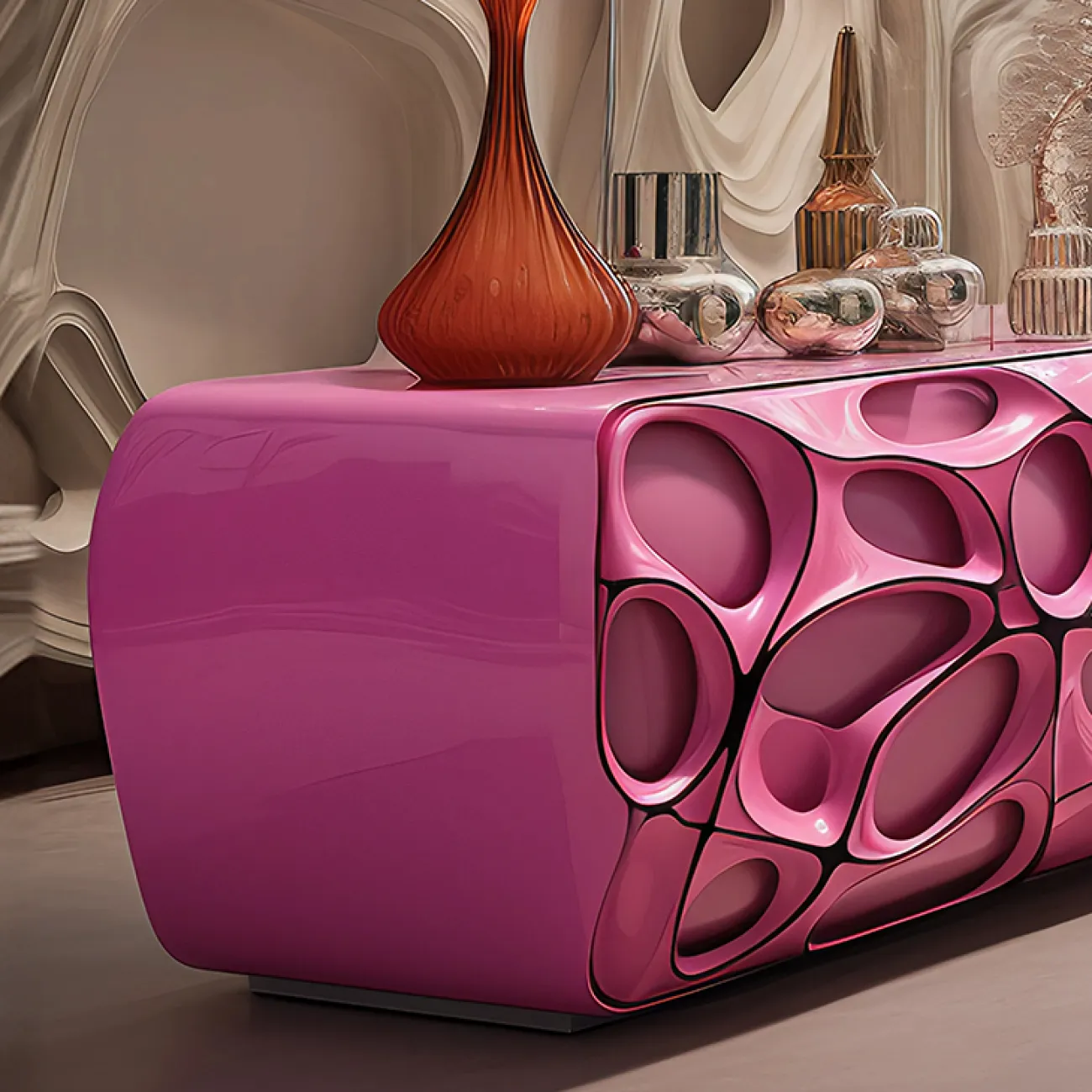 Дизайнерская тумба под телевизор MIVICA из пластика ASA и дерева TB38517-32