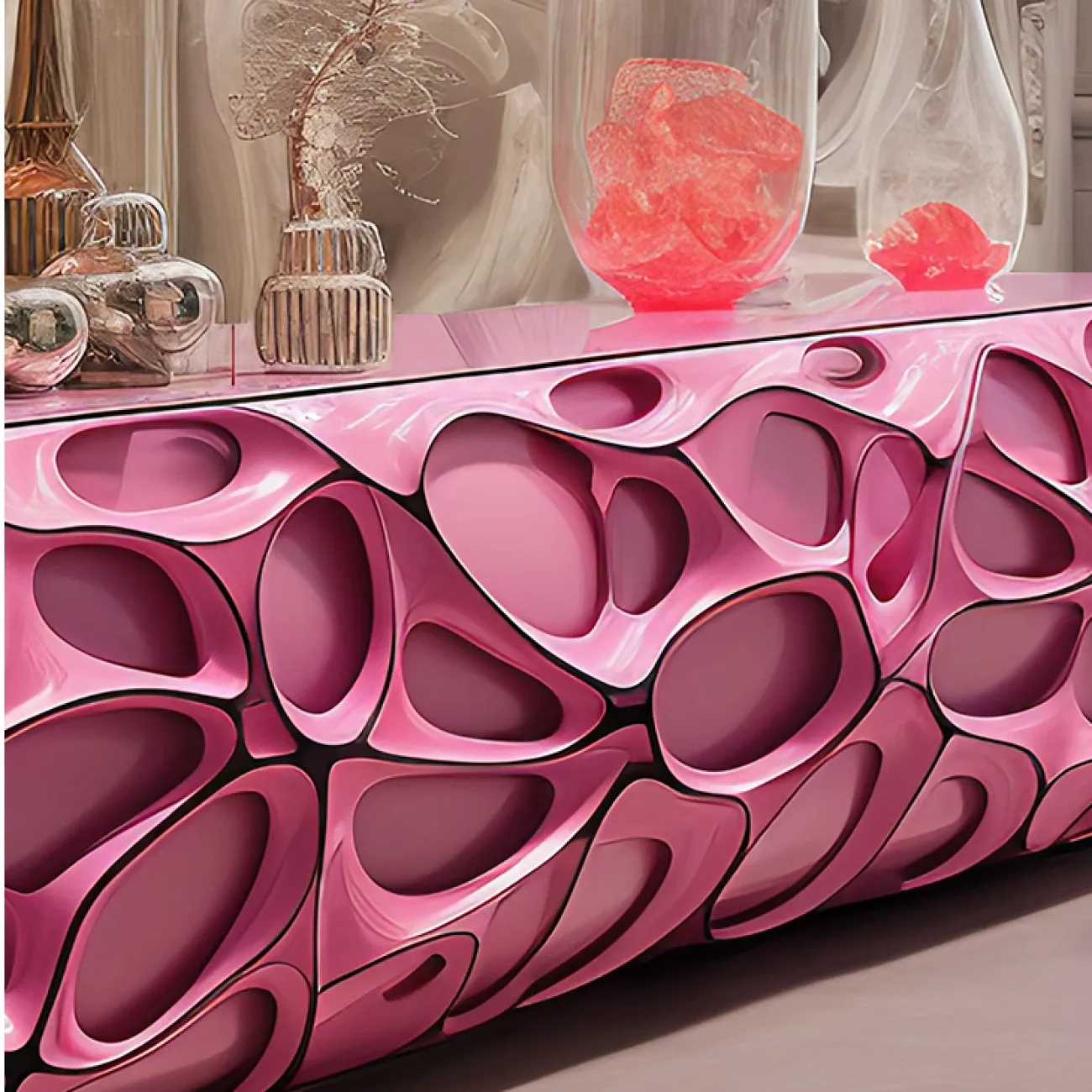 Дизайнерская тумба под телевизор MIVICA из пластика ASA и дерева TB38517-32