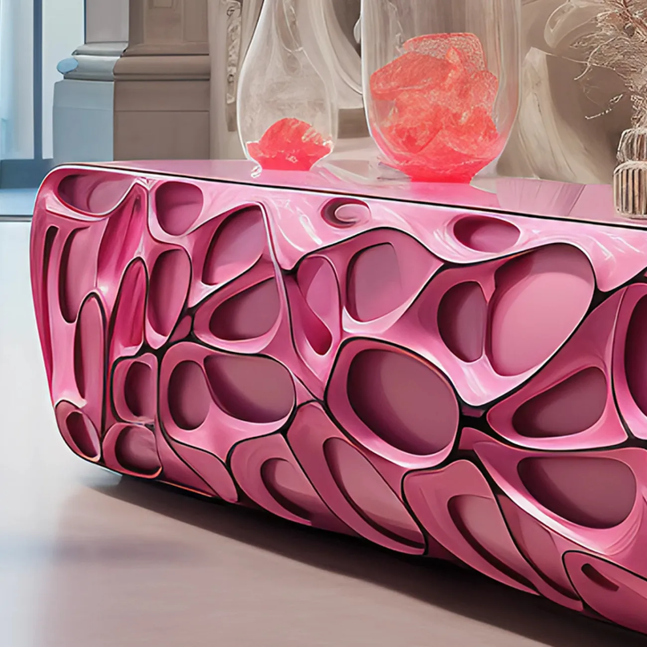 Дизайнерская тумба под телевизор MIVICA из пластика ASA и дерева TB38517-32