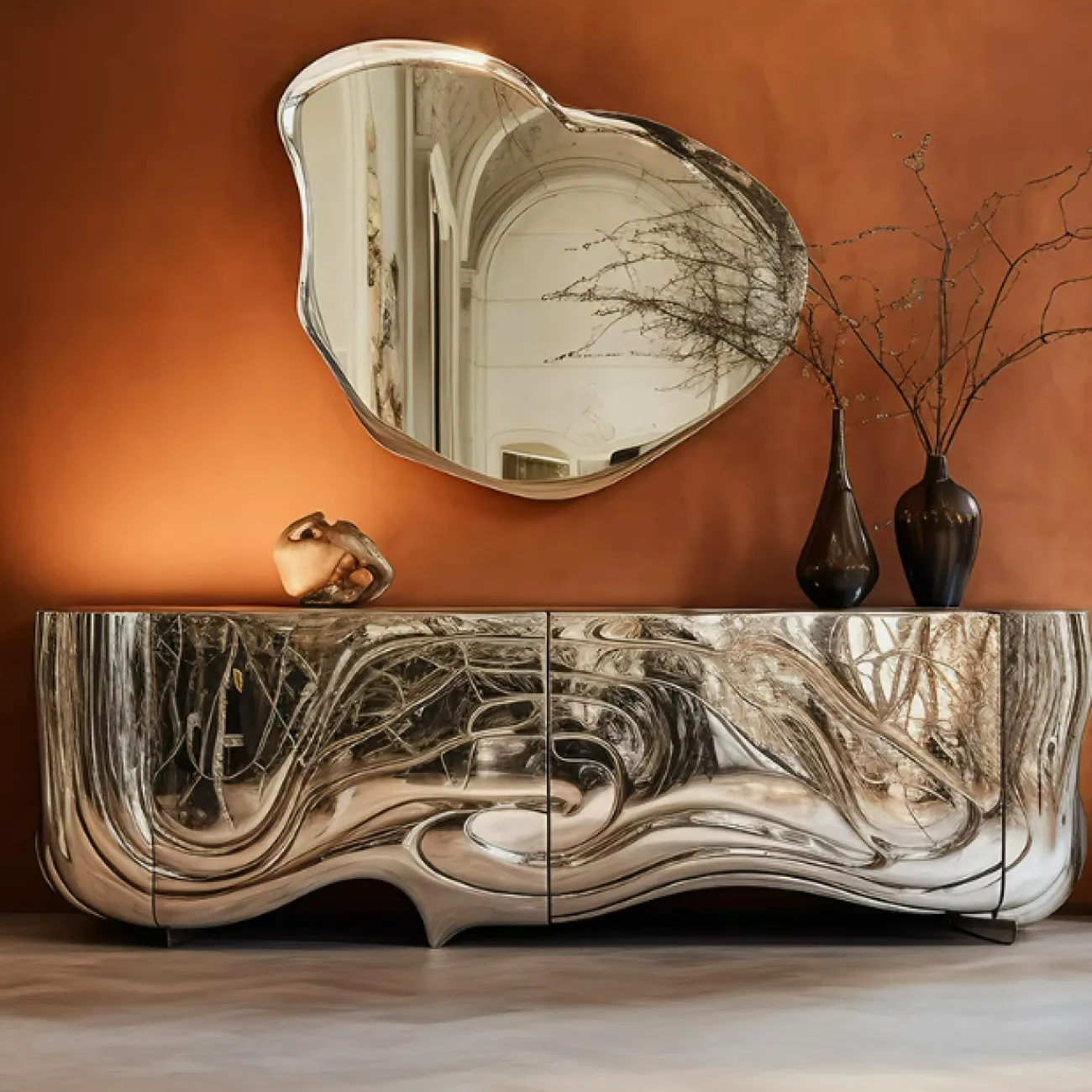 Зеркальный комод MIVICA из пластика ASA и дерева TB38518-32