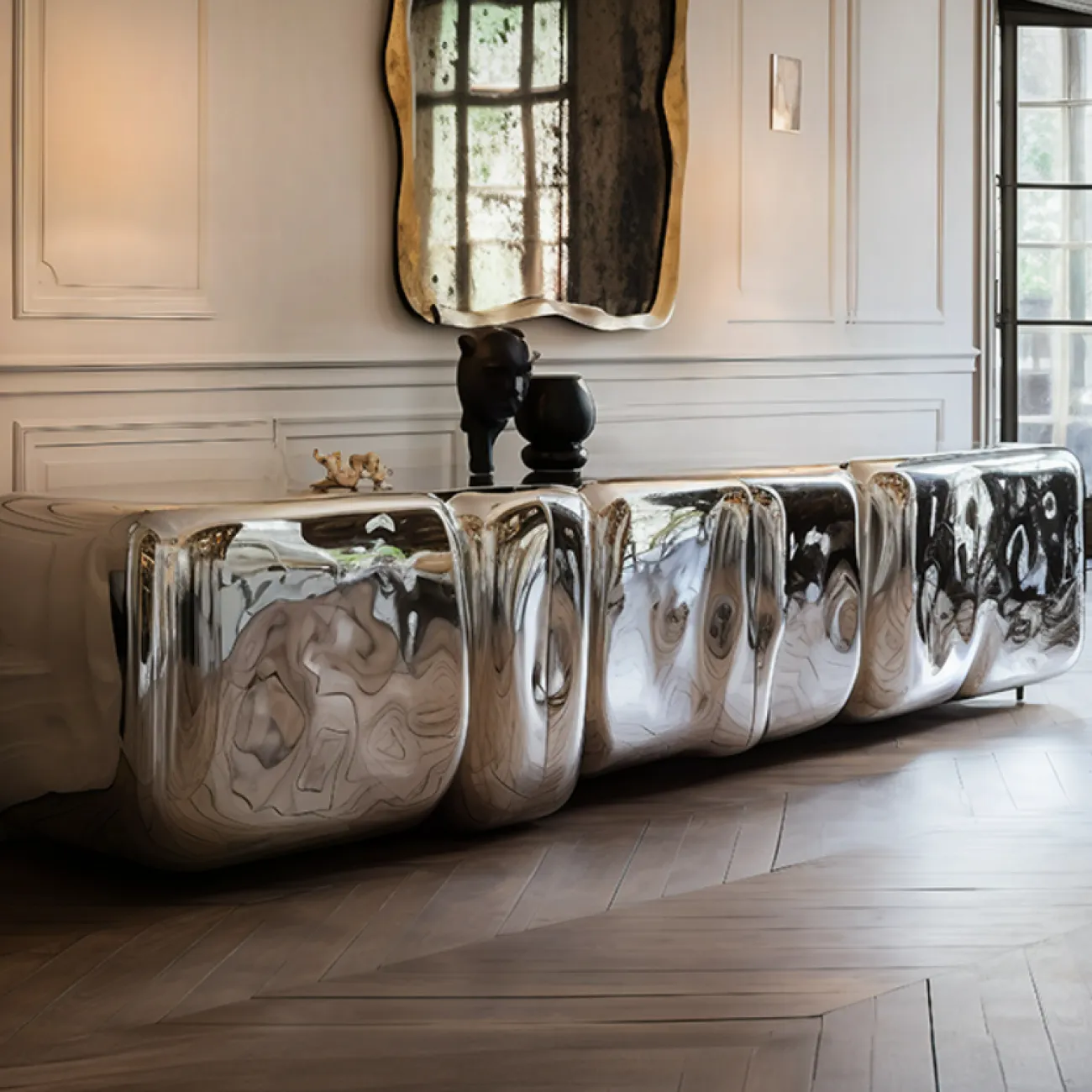 Зеркальная тумба под телевизор MIVICA из пластика ASA и металла TB38522-32