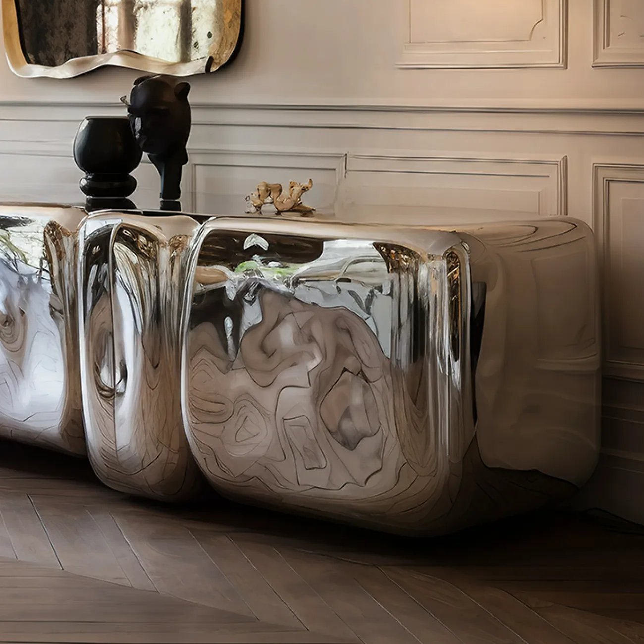 Зеркальная тумба под телевизор MIVICA из пластика ASA и металла TB38522-32