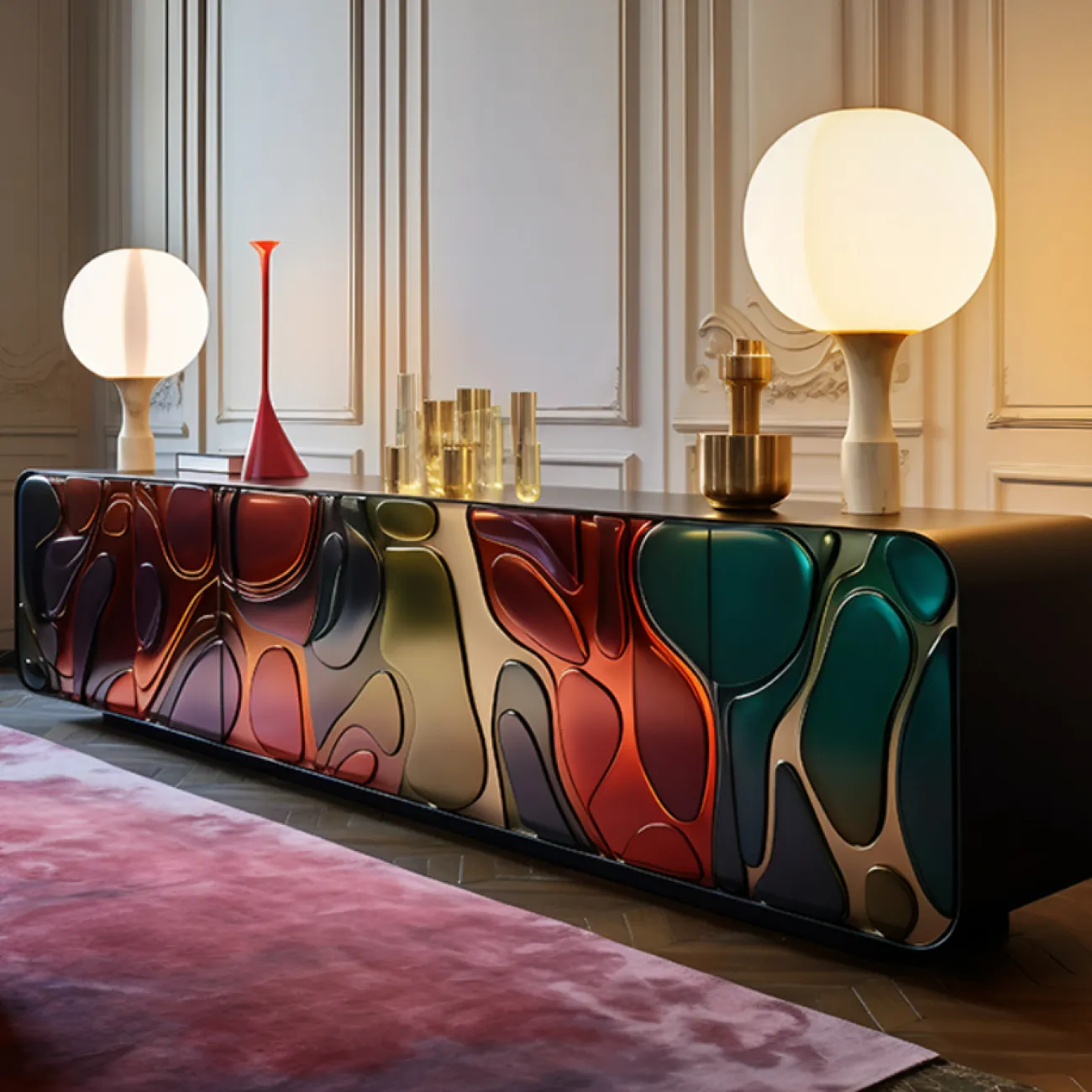 Дизайнерская тумба под телевизор MIVICA из дерева и пластика ASA TB38524-32