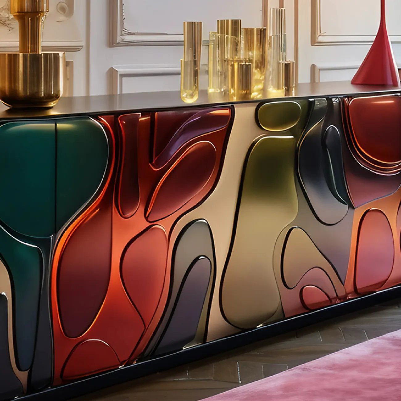 Дизайнерская тумба под телевизор MIVICA из дерева и пластика ASA TB38524-32