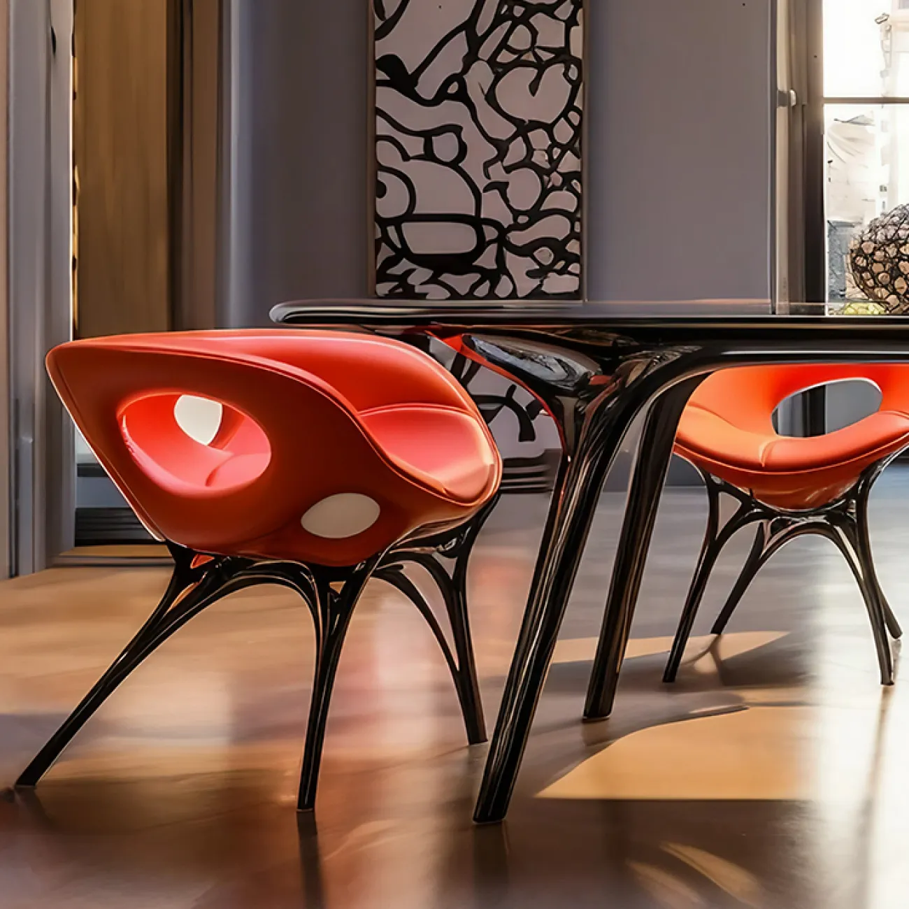 Стильный обеденный стул Love Creation от MIVICA из пластика и кожи ST38530-32