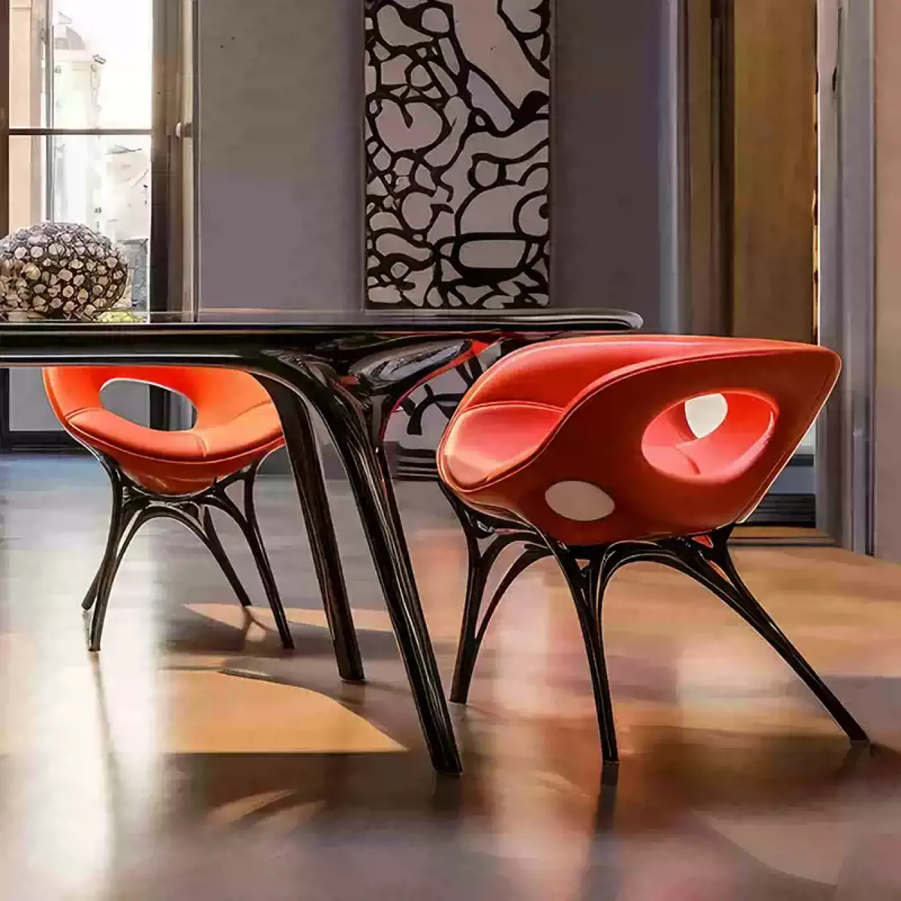 Стильный обеденный стул Love Creation от MIVICA из пластика и кожи ST38530-32