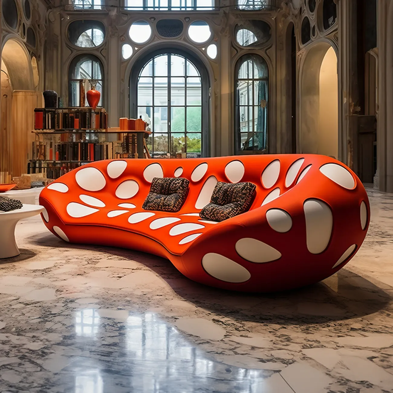 Яркий диван Love Creation от MIVICA оригинальной формы из пластика и искусственной кожи DV38539-32