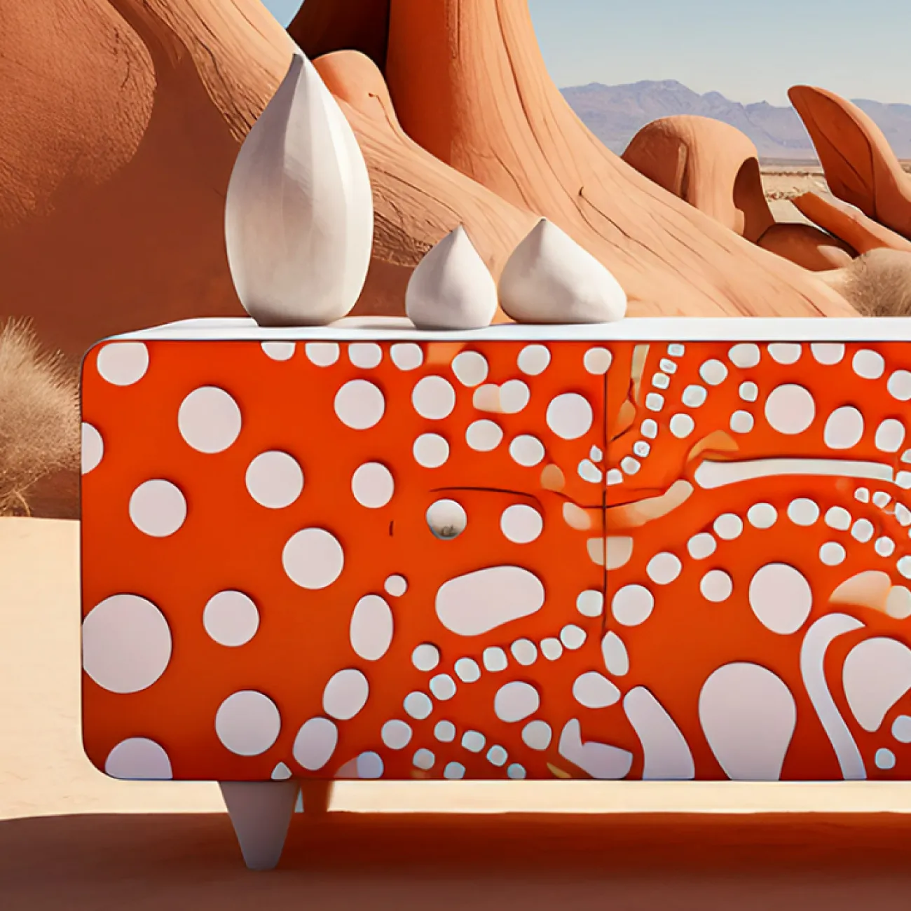 Яркая дизайнерская тумба под телевизор Love Creation от MIVICA из дерева с ручной росписью TB38554-32