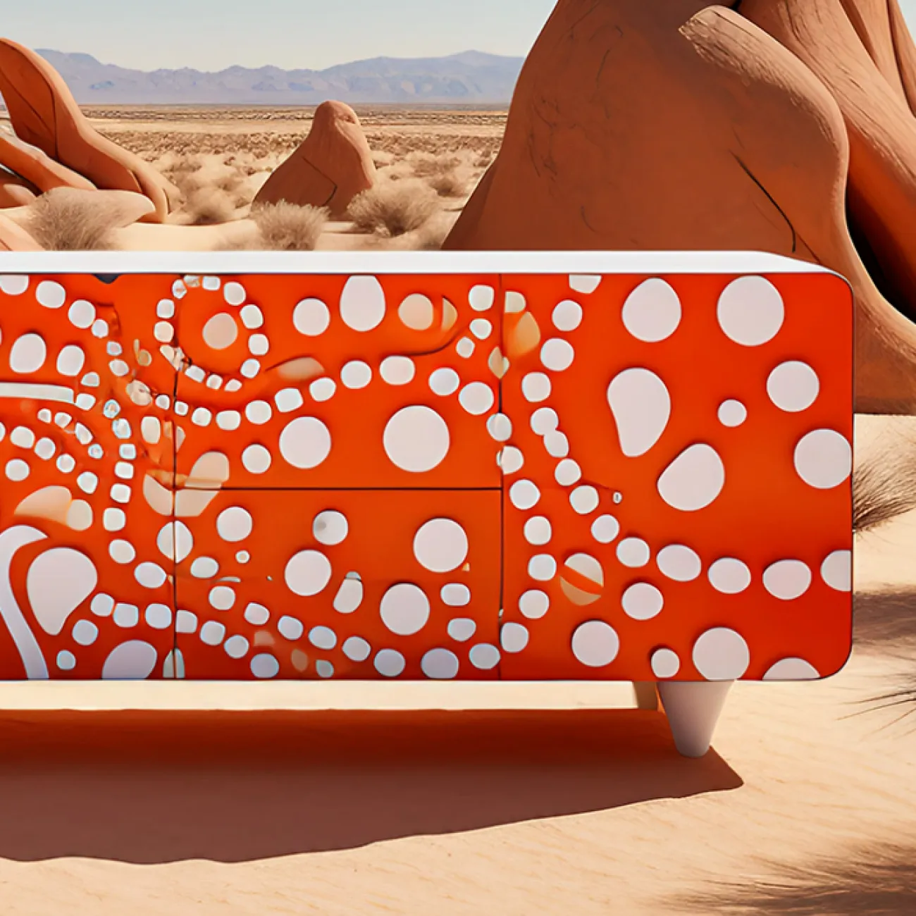 Яркая дизайнерская тумба под телевизор Love Creation от MIVICA из дерева с ручной росписью TB38554-32