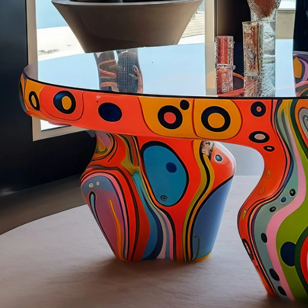 Яркий журнальный столик Love Creation от MIVICA из дерева и стекла JS38557-32