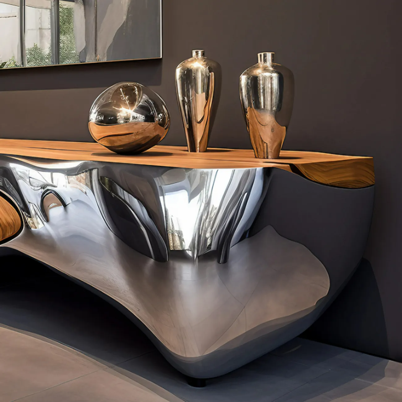 Дизайнерская тумба под телевизор Love Creation от MIVICA из чёрного дерева TB38565-32