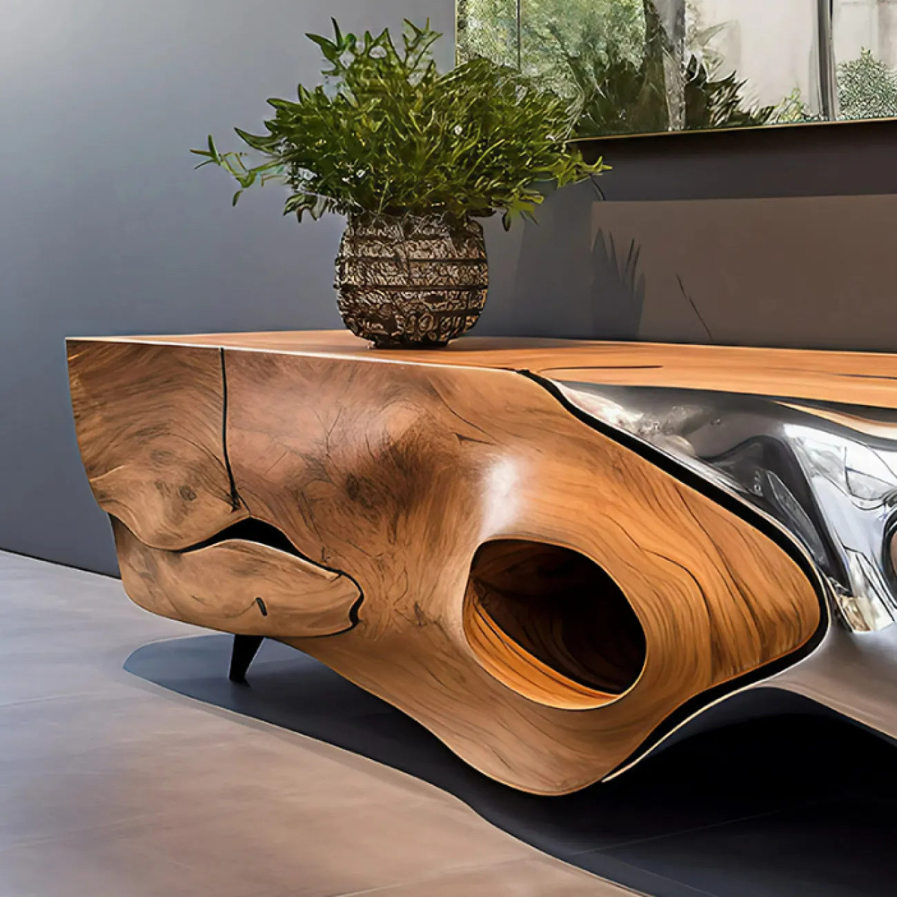 Дизайнерская тумба под телевизор Love Creation от MIVICA из чёрного дерева TB38565-32