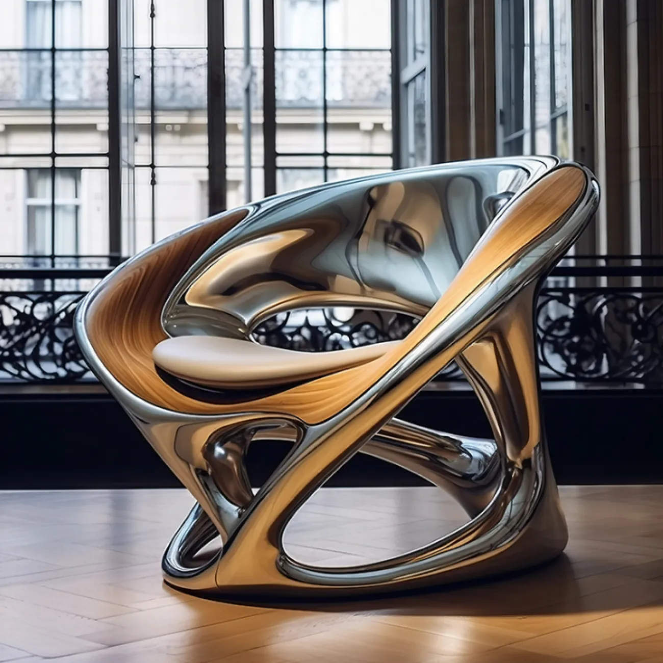 Дизайнерское кресло Love Creation от MIVICA из дерева, металла и кожи KR38566-32