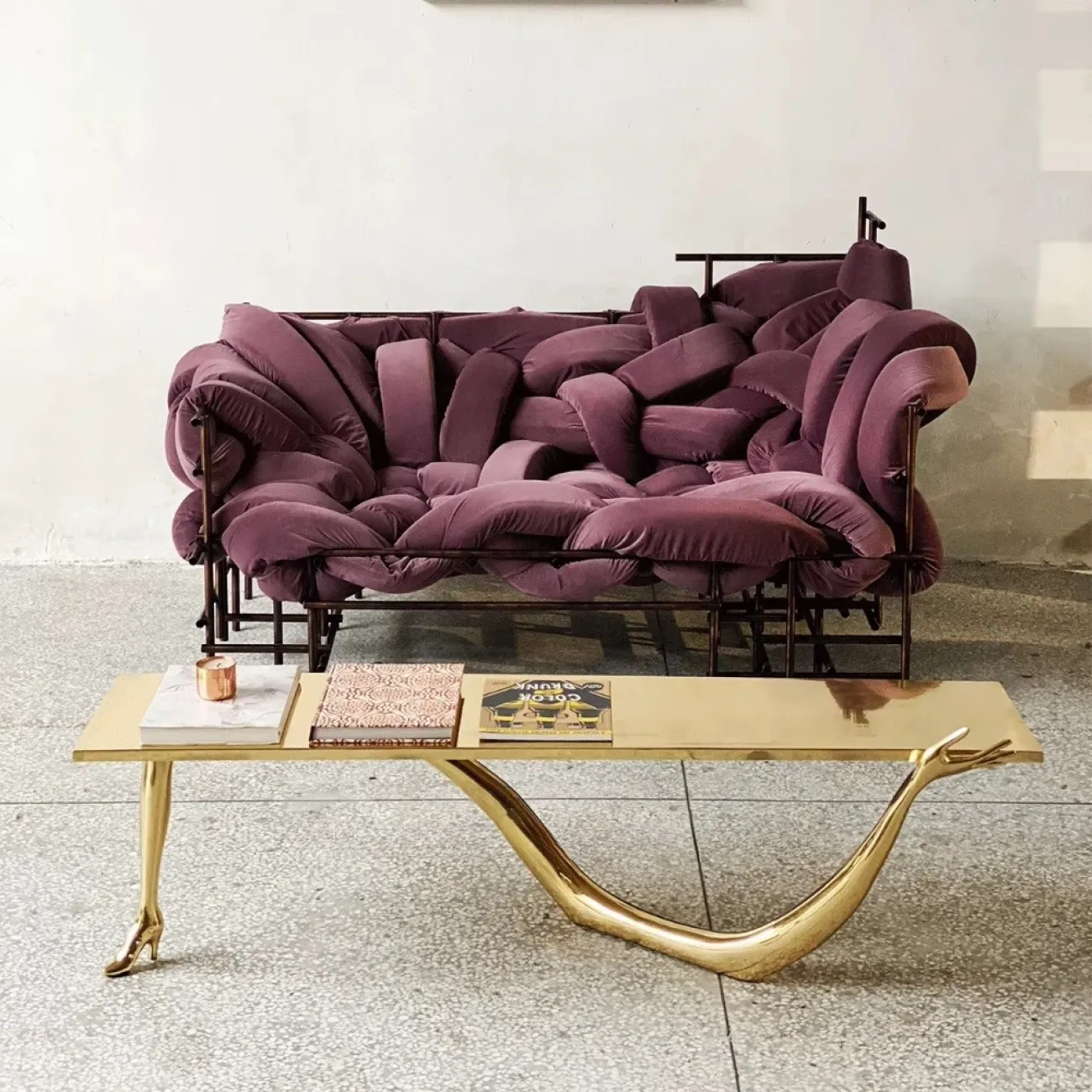 Дизайнерский Кофейный Латунный Столик Yanshe от LaLume