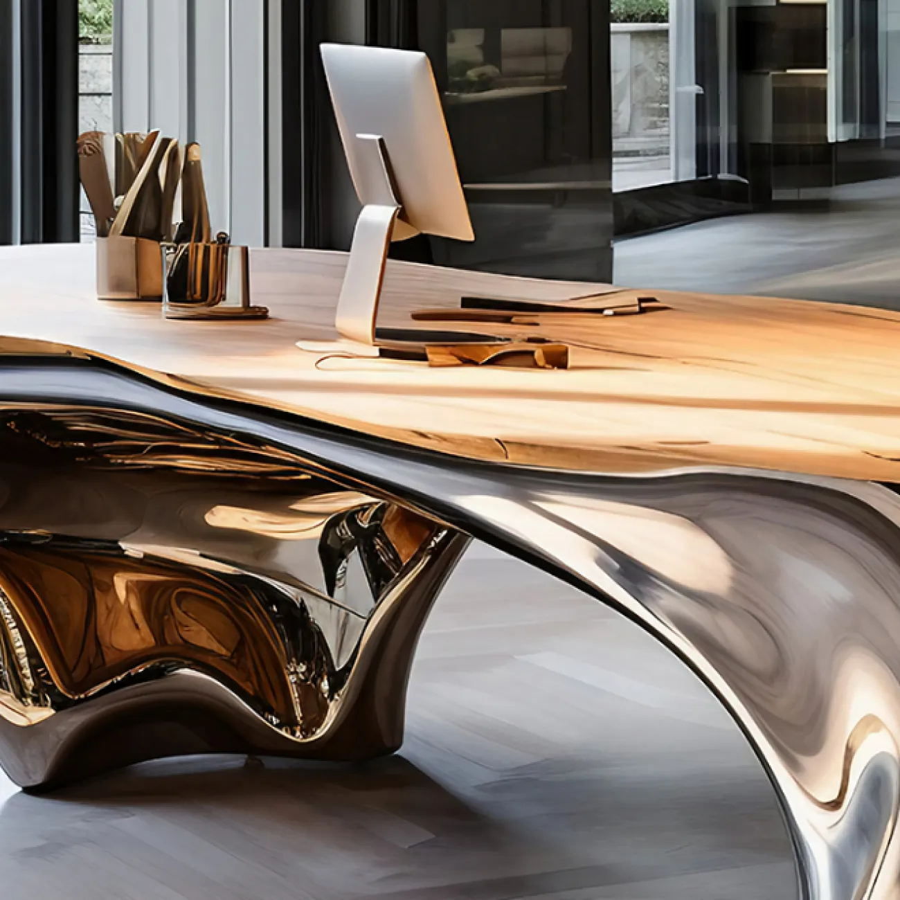 Стильный письменный стол Love Creation от MIVICA из чёрного дерева и металла PS38576-32