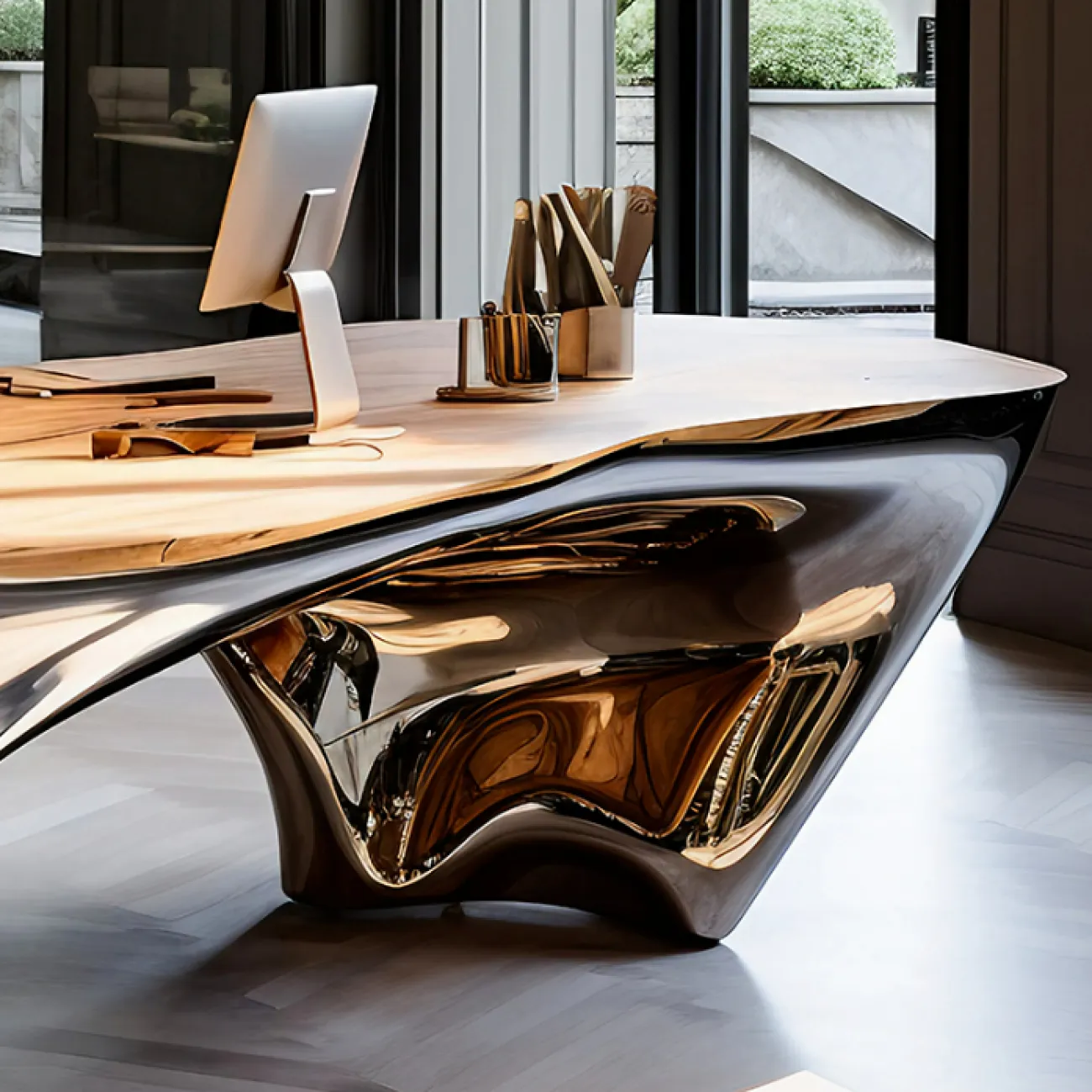 Стильный письменный стол Love Creation от MIVICA из чёрного дерева и металла PS38576-32