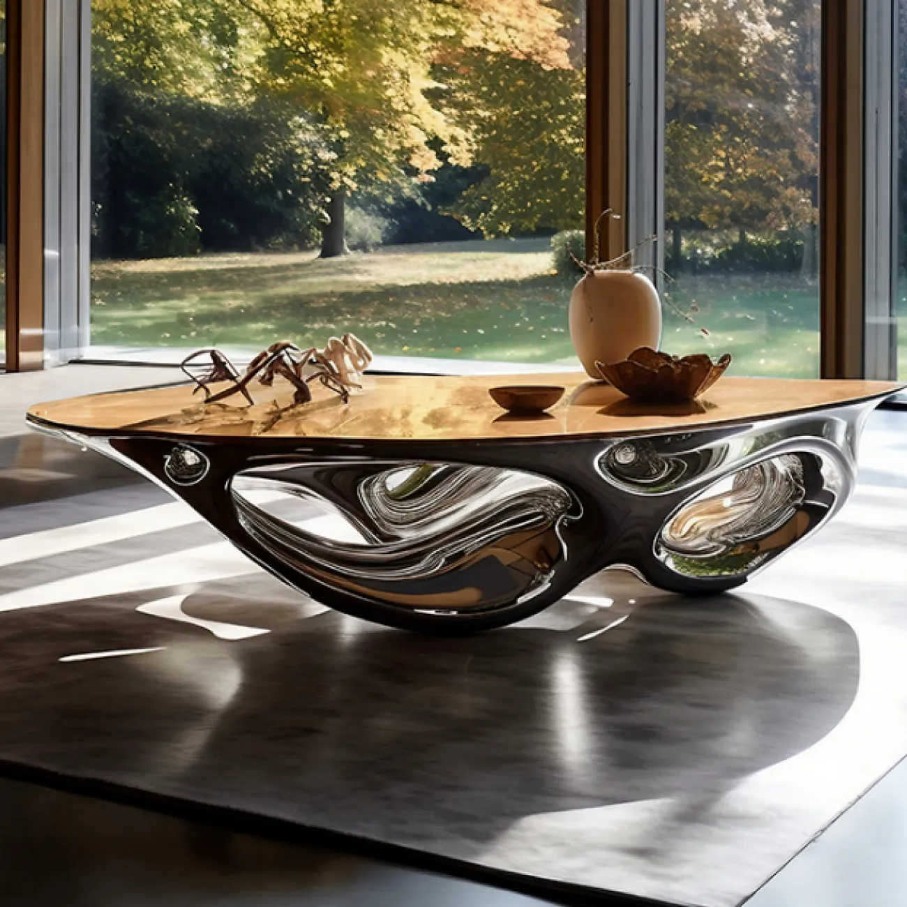 Элегантный журнальный стол Love Creation от MIVICA из чёрного дерева и металла JS38577-32