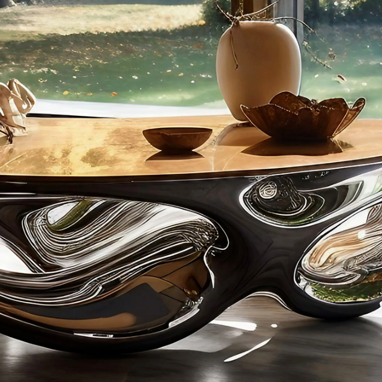 Элегантный журнальный стол Love Creation от MIVICA из чёрного дерева и металла JS38577-32