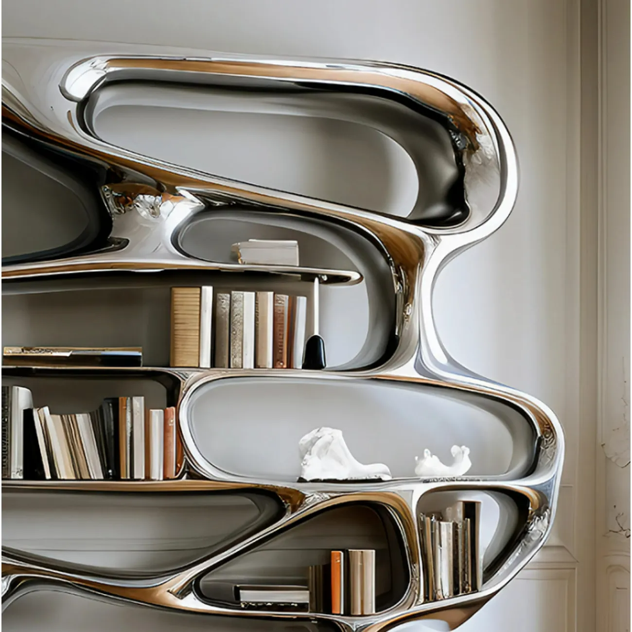 Дизайнерская книжная полка Love Creation от MIVICA из чёрного дерева и нанопокрытием KP38578-32