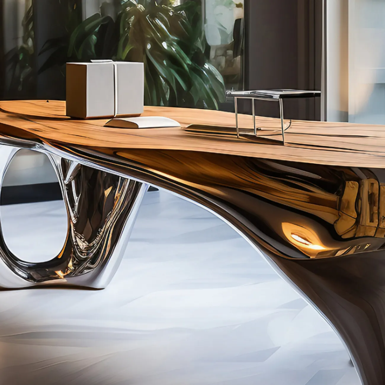 Стильный письменный стол Love Creation от MIVICA из чёрного дерева и металла PS38579-32