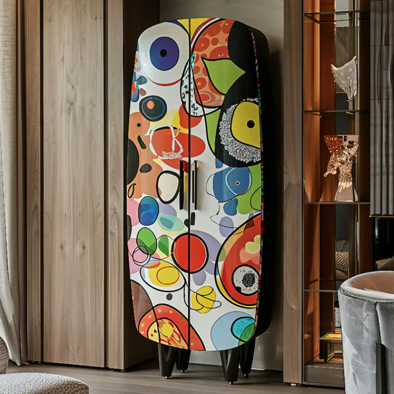  Шкаф в стиле поп-арт Love Creation от MIVICA из дерева с ручной росписью SH38586-32