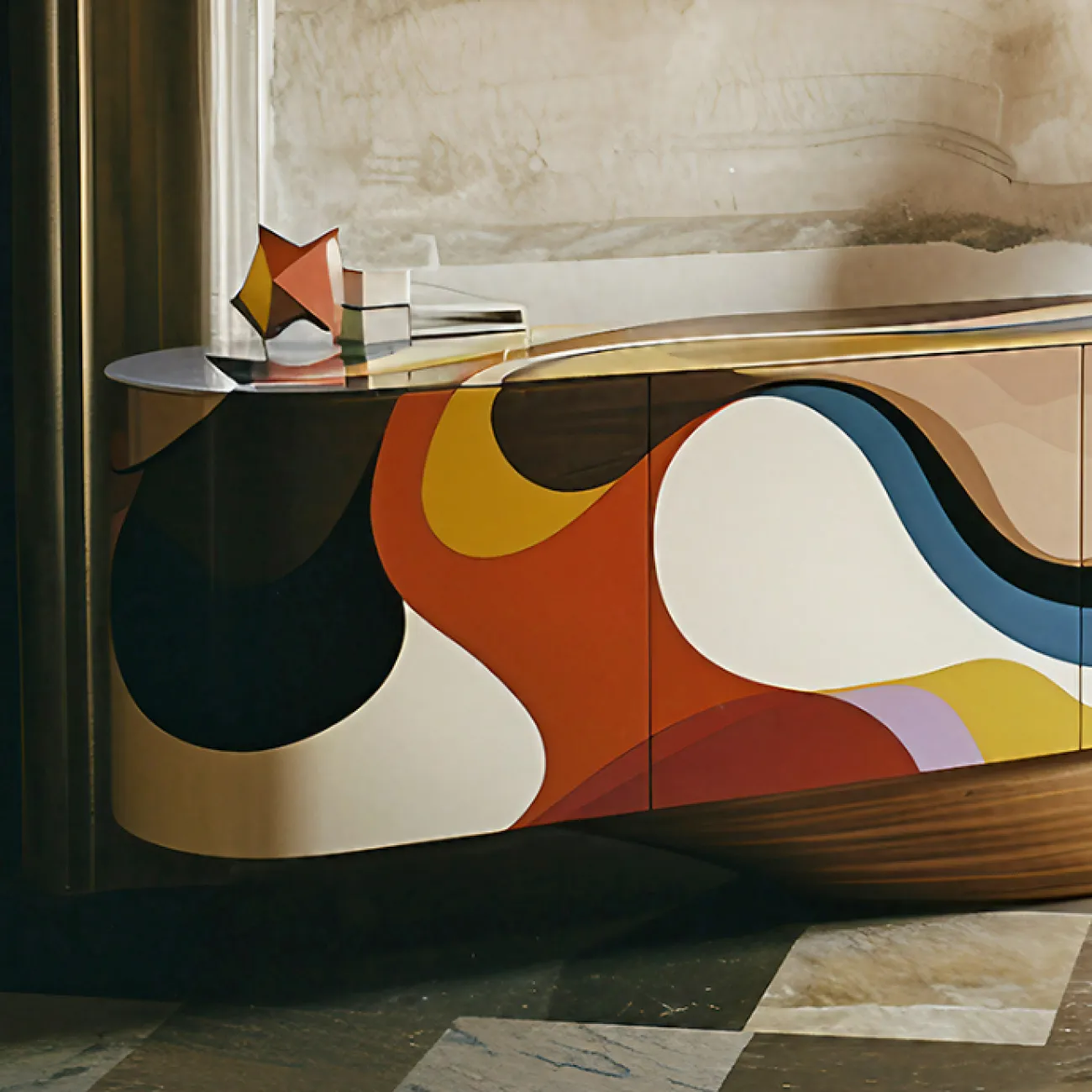 Тумба под телевизор Love Creation от MIVICA из дерева с ручной росписью TB38590-32