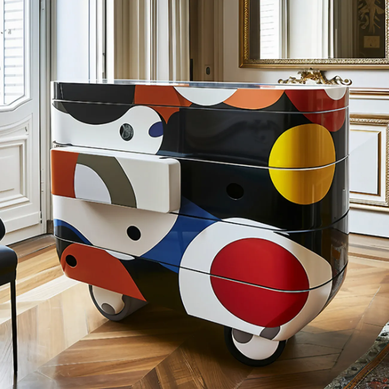 Яркий дизайнерский комод Love Creation от MIVICA из дерева с ручной росписью KD38592-32