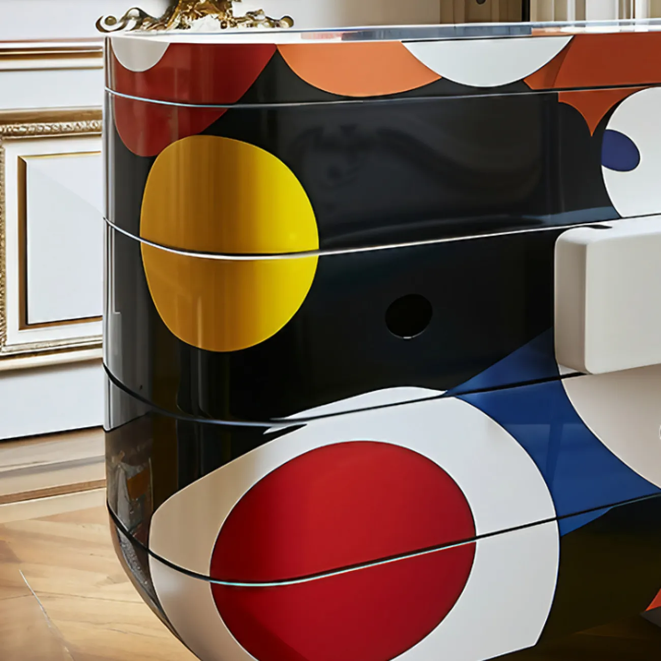 Яркий дизайнерский комод Love Creation от MIVICA из дерева с ручной росписью KD38592-32