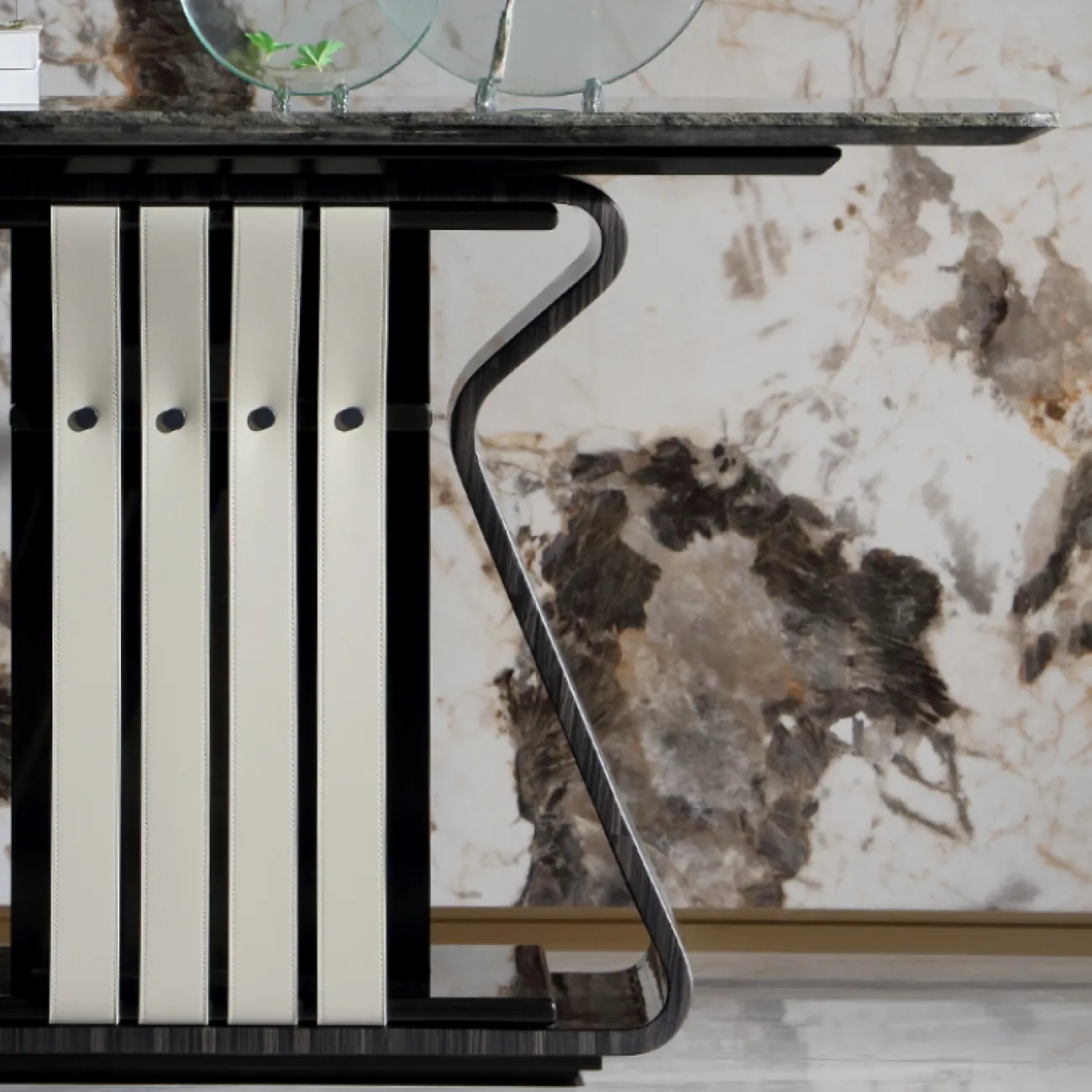 Элегантный пристенный столик MIVICA из мрамора и дерева JS38598-32