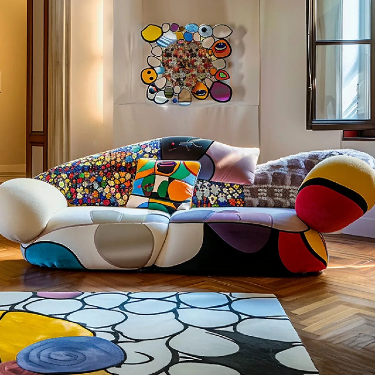 Дизайнерский диван MIVICA и Ai Zuo из дерева с эксклюзивным принтом DV38609-32