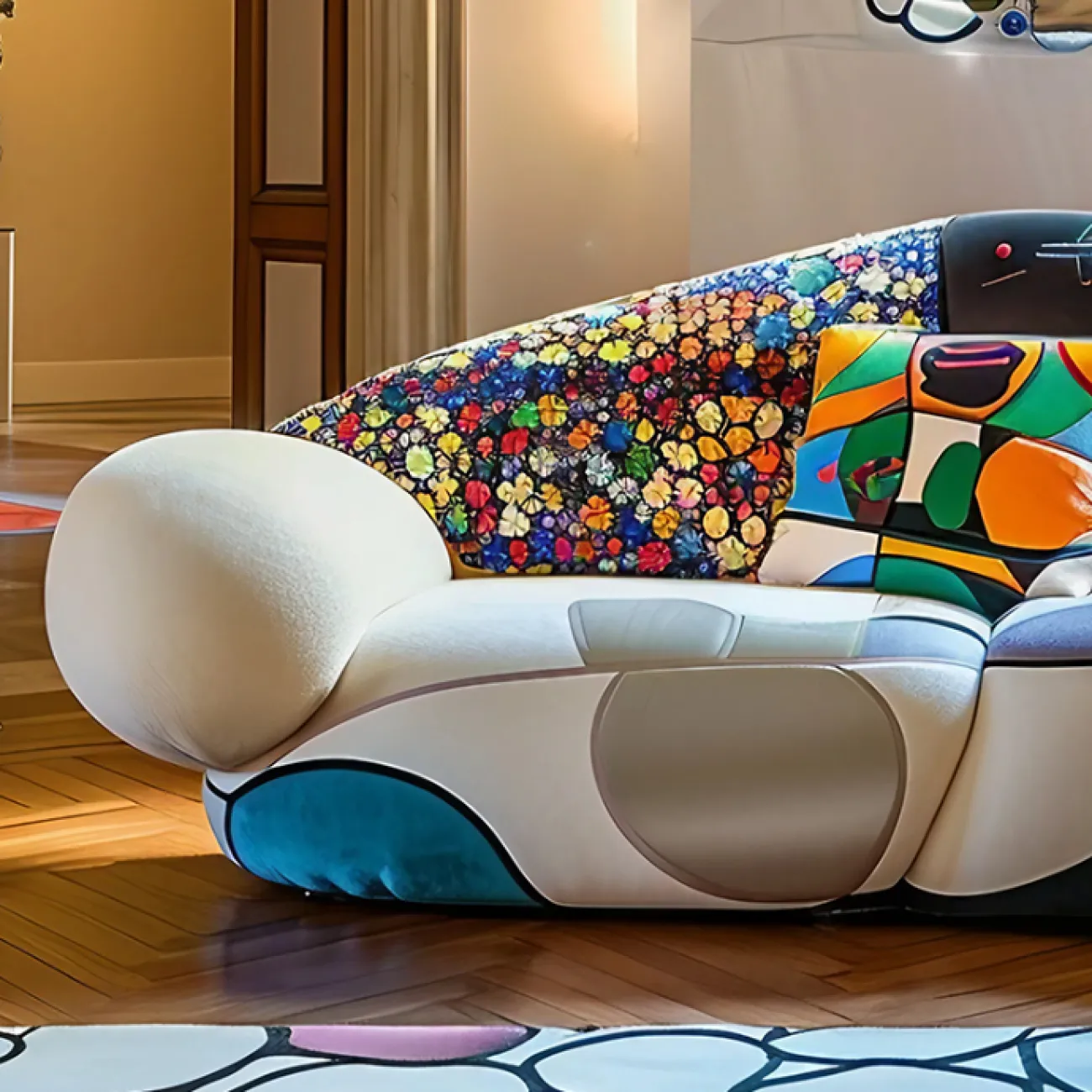 Дизайнерский диван MIVICA и Ai Zuo из дерева с эксклюзивным принтом DV38609-32