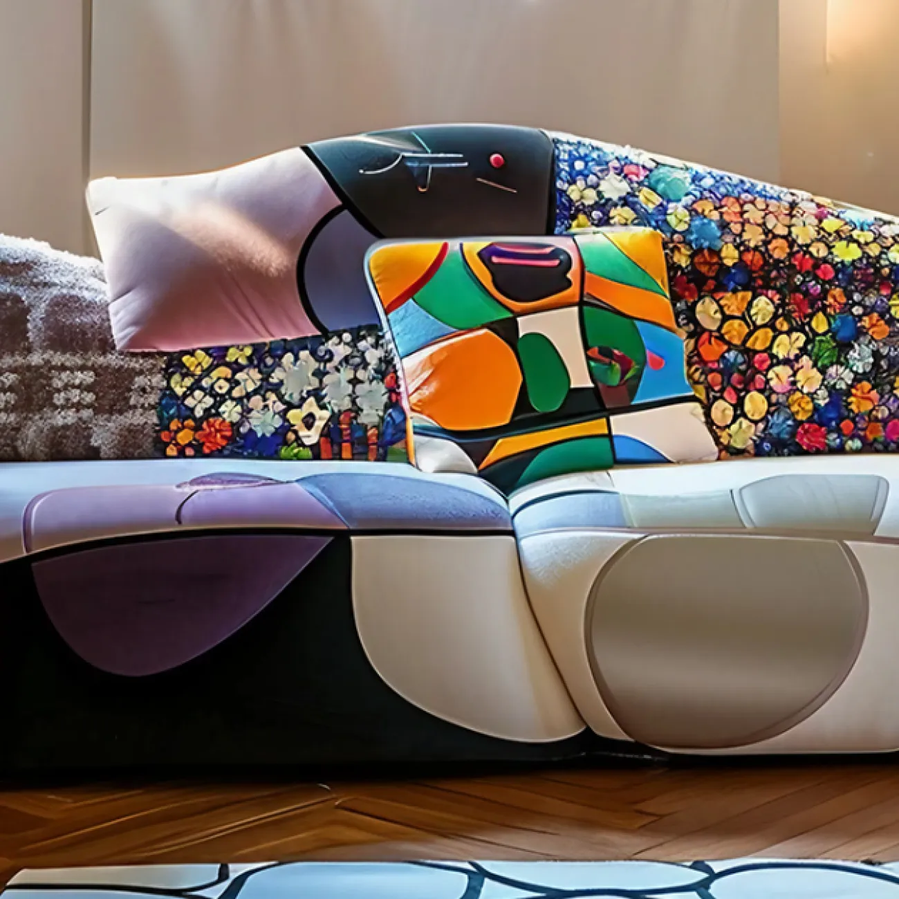 Дизайнерский диван MIVICA и Ai Zuo из дерева с эксклюзивным принтом DV38609-32