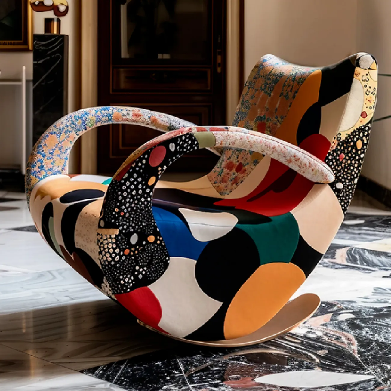 Роскошное кресло-качалка MIVICA уникальной расцветки KR38612-32
