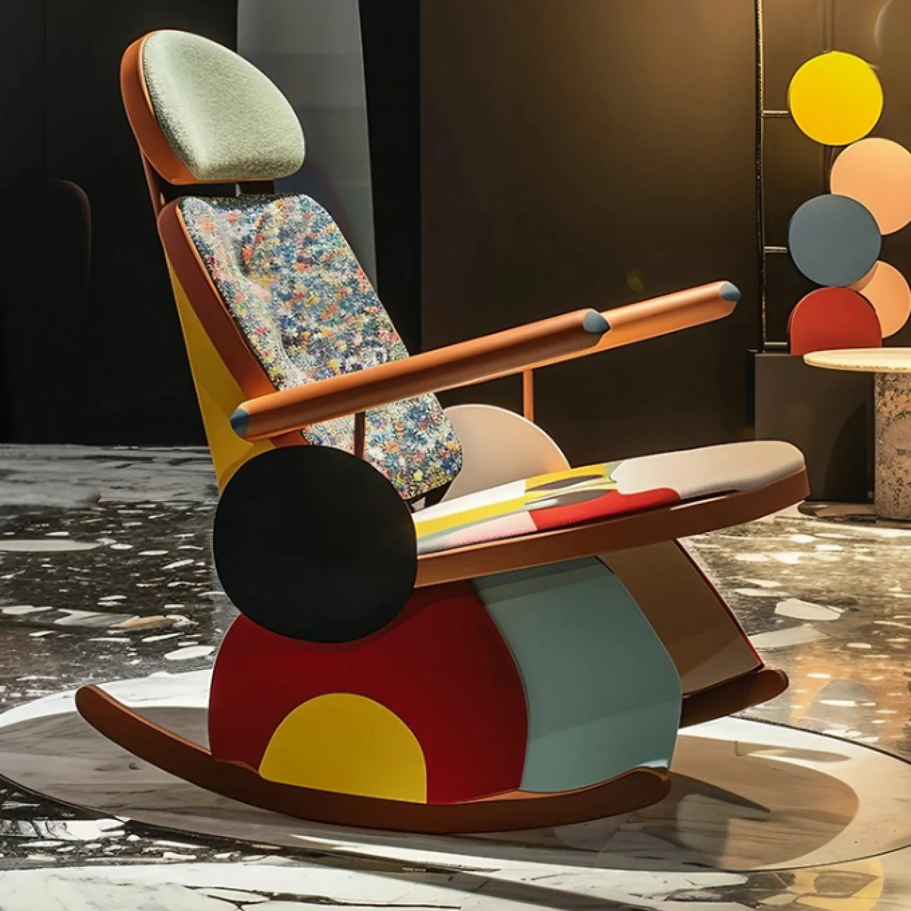 Необычное кресло-качалка Memphis Art от MIVICA из дерева KR38617-32