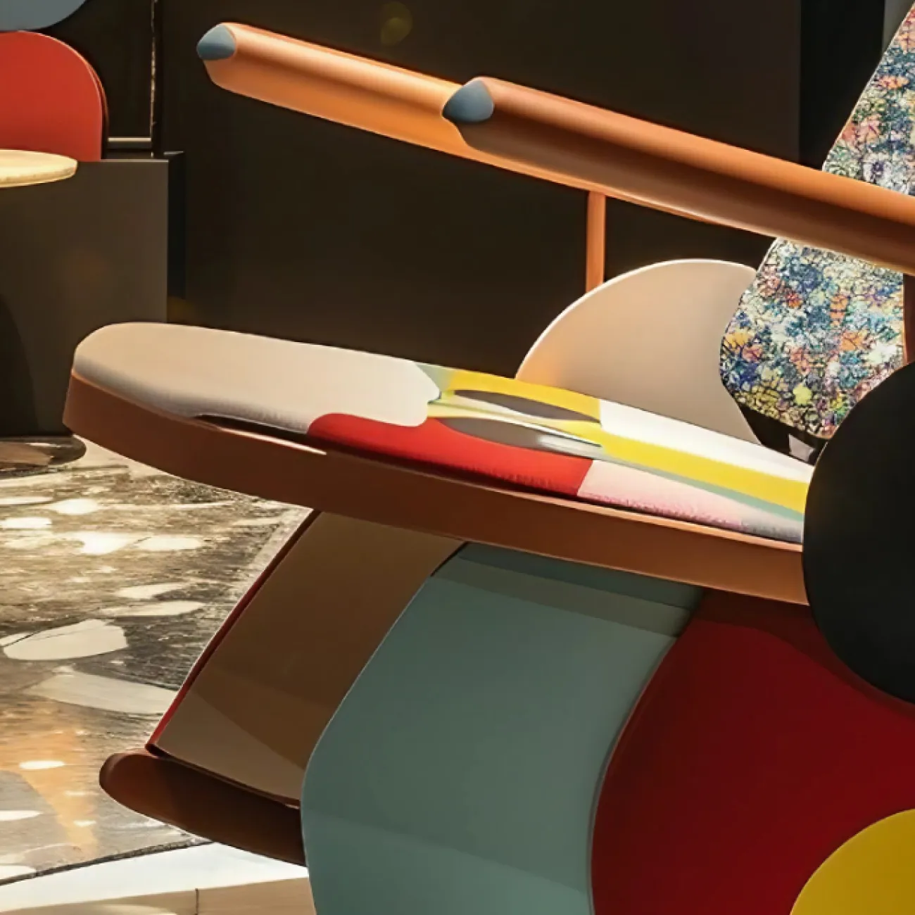 Необычное кресло-качалка Memphis Art от MIVICA из дерева KR38617-32