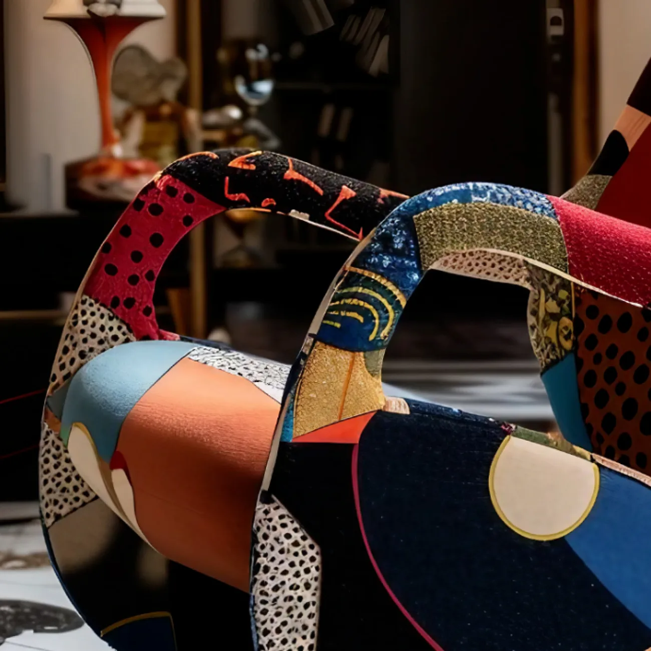 Оригинальное кресло-качалка Memphis Art от MIVICA из дерева KR38618-32