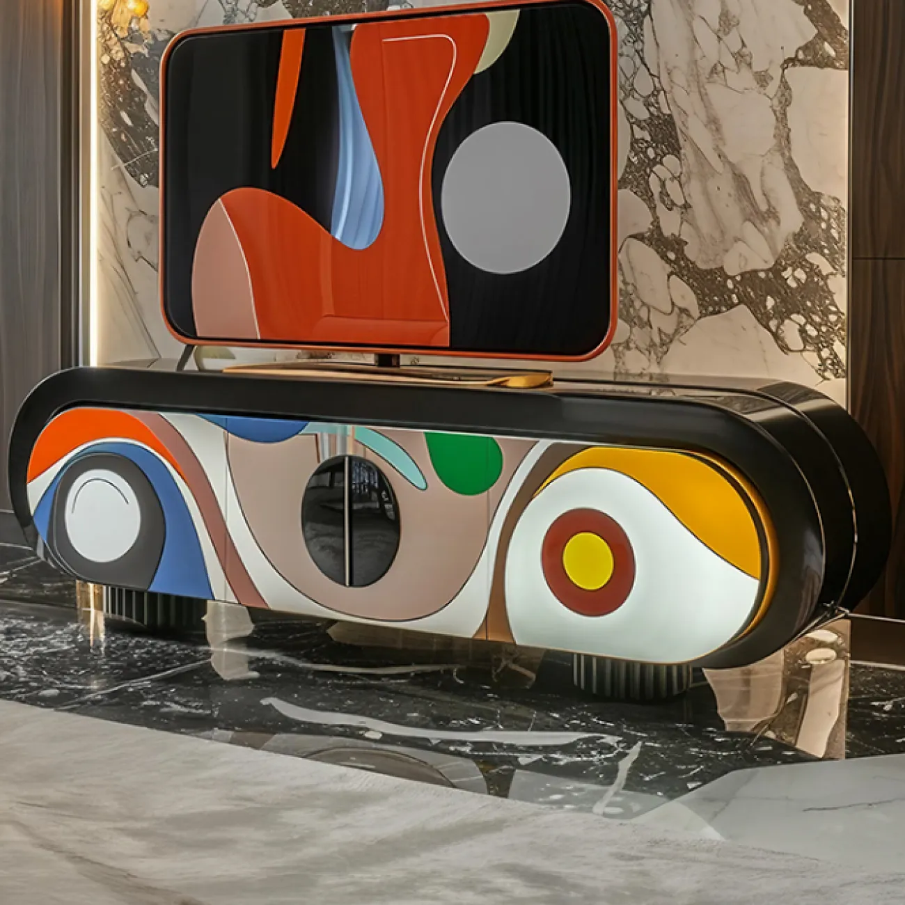 Тумба под телевизор Love Creation от MIVICA из дерева с ручной росписью TB38620-32