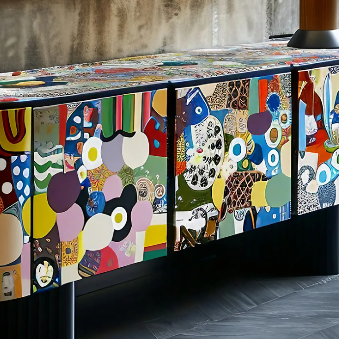 Дизайнерская тумба под телевизор MIVICA с художественной росписью TB38624-32