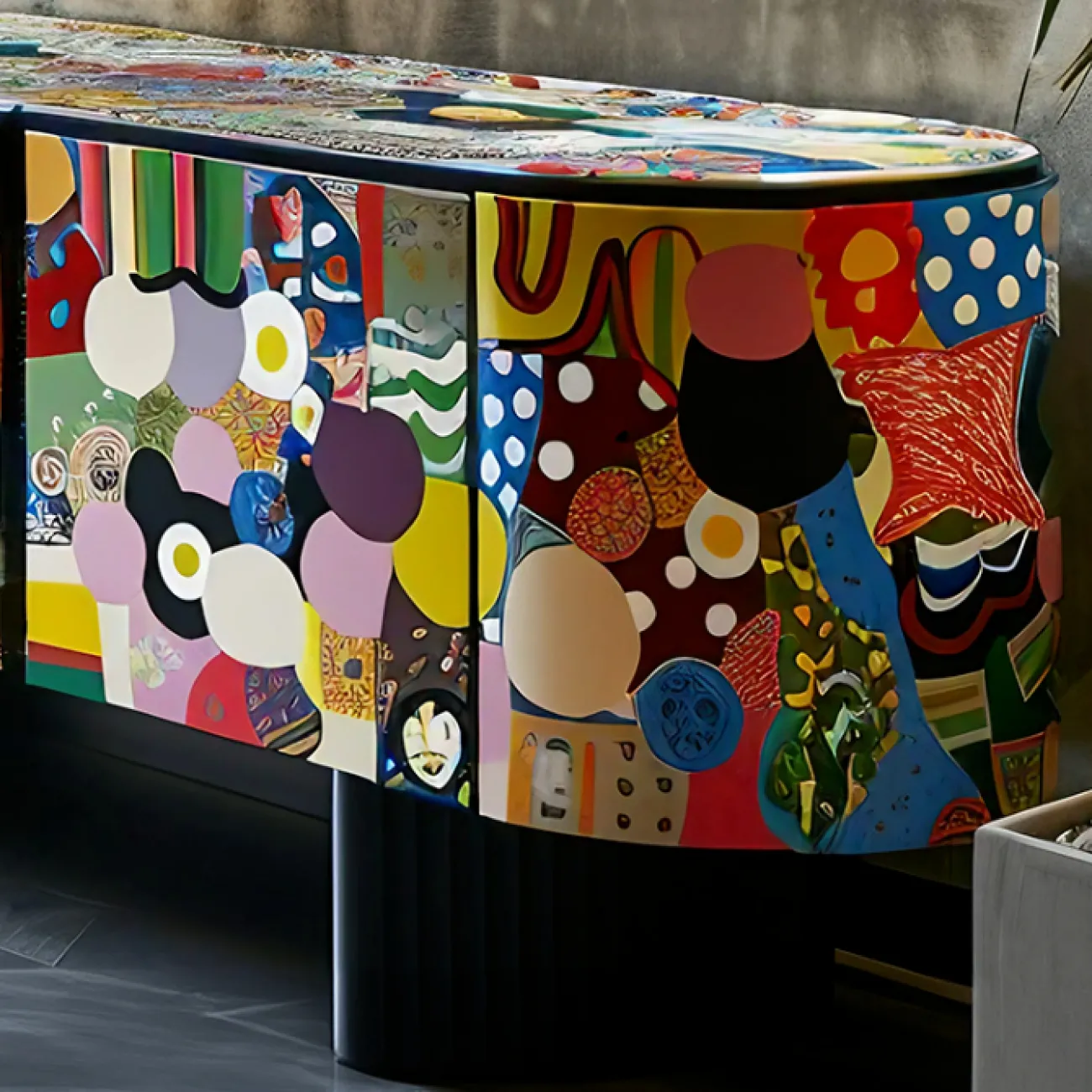 Дизайнерская тумба под телевизор MIVICA с художественной росписью TB38624-32
