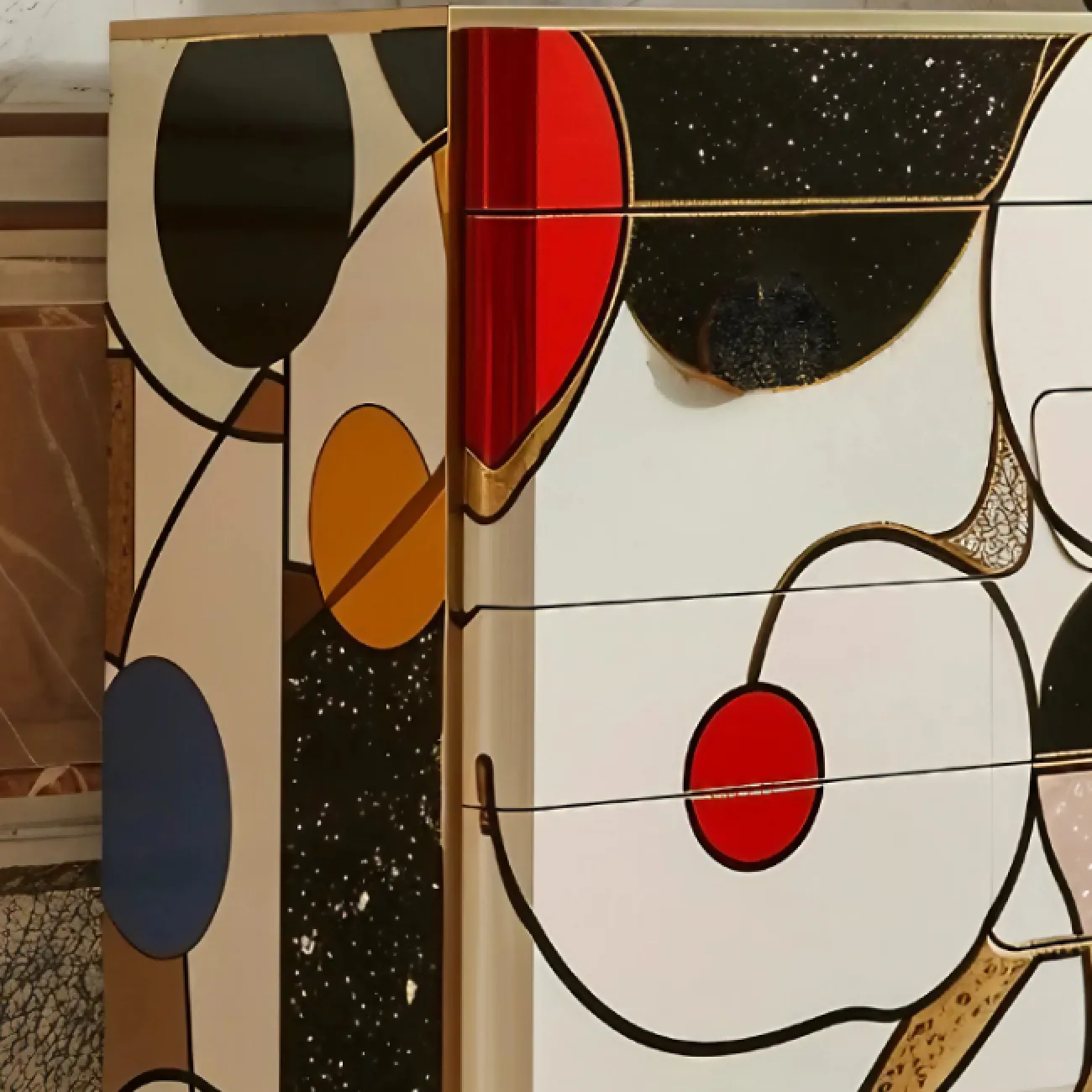 Красочный сервант MIVICA из дерева с художественной росписью SV38626-32