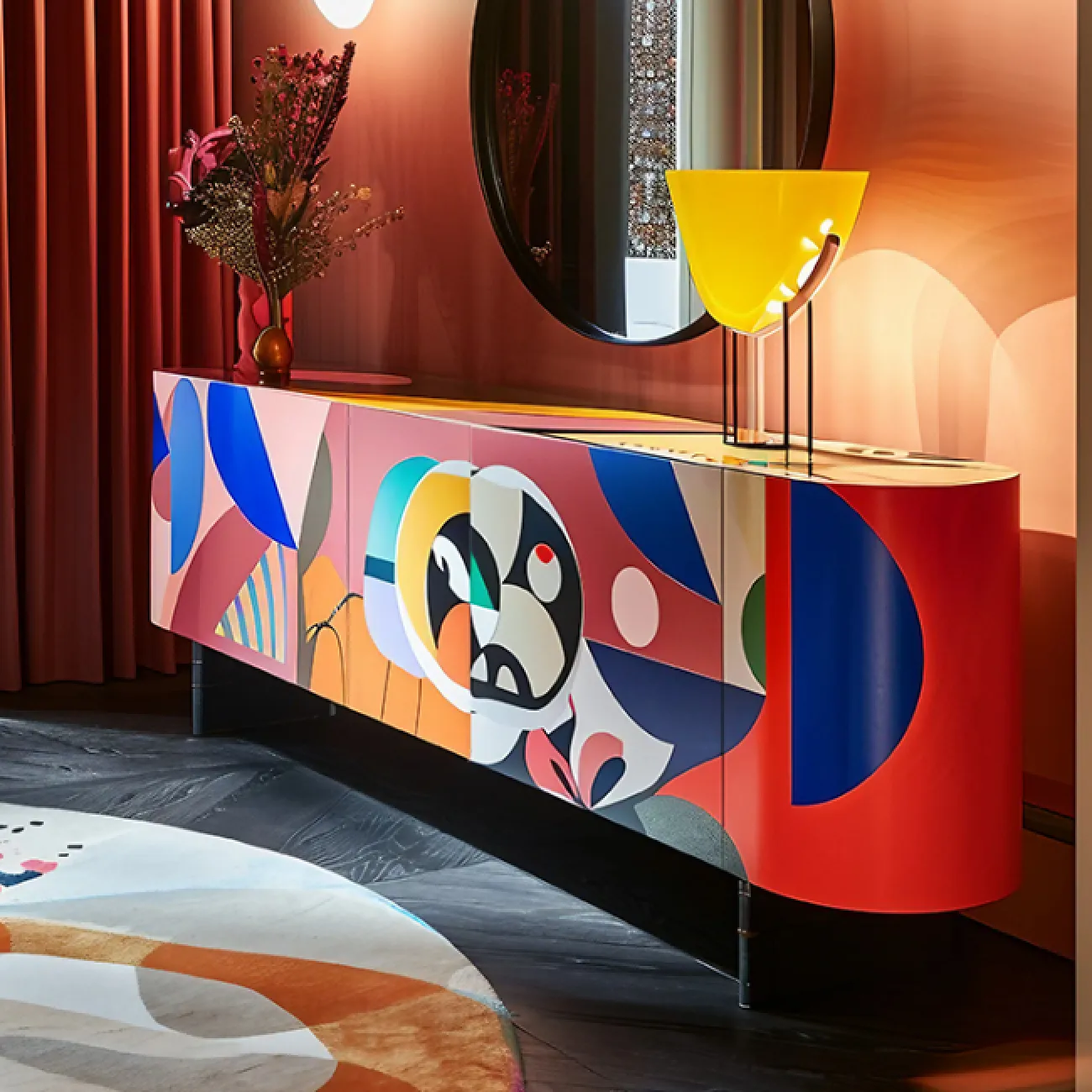 Роскошный сервант MIVICA из дерева с художественной росписью SV38629-32 Роскошный сервант MIVICA из дерева с художественной росписью SV38629-32