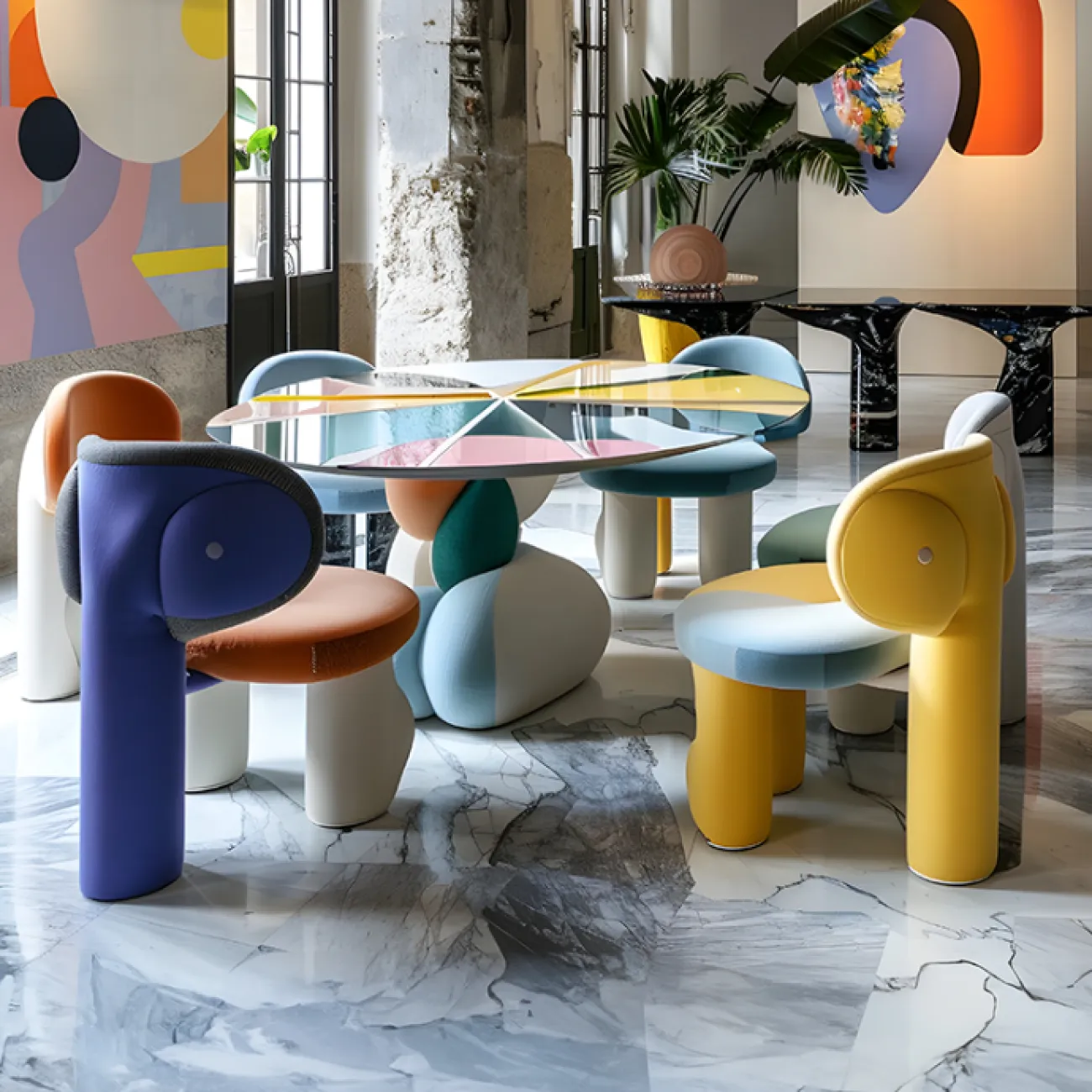 Яркий обеденный стол MIVICA из дерева OS38632-32