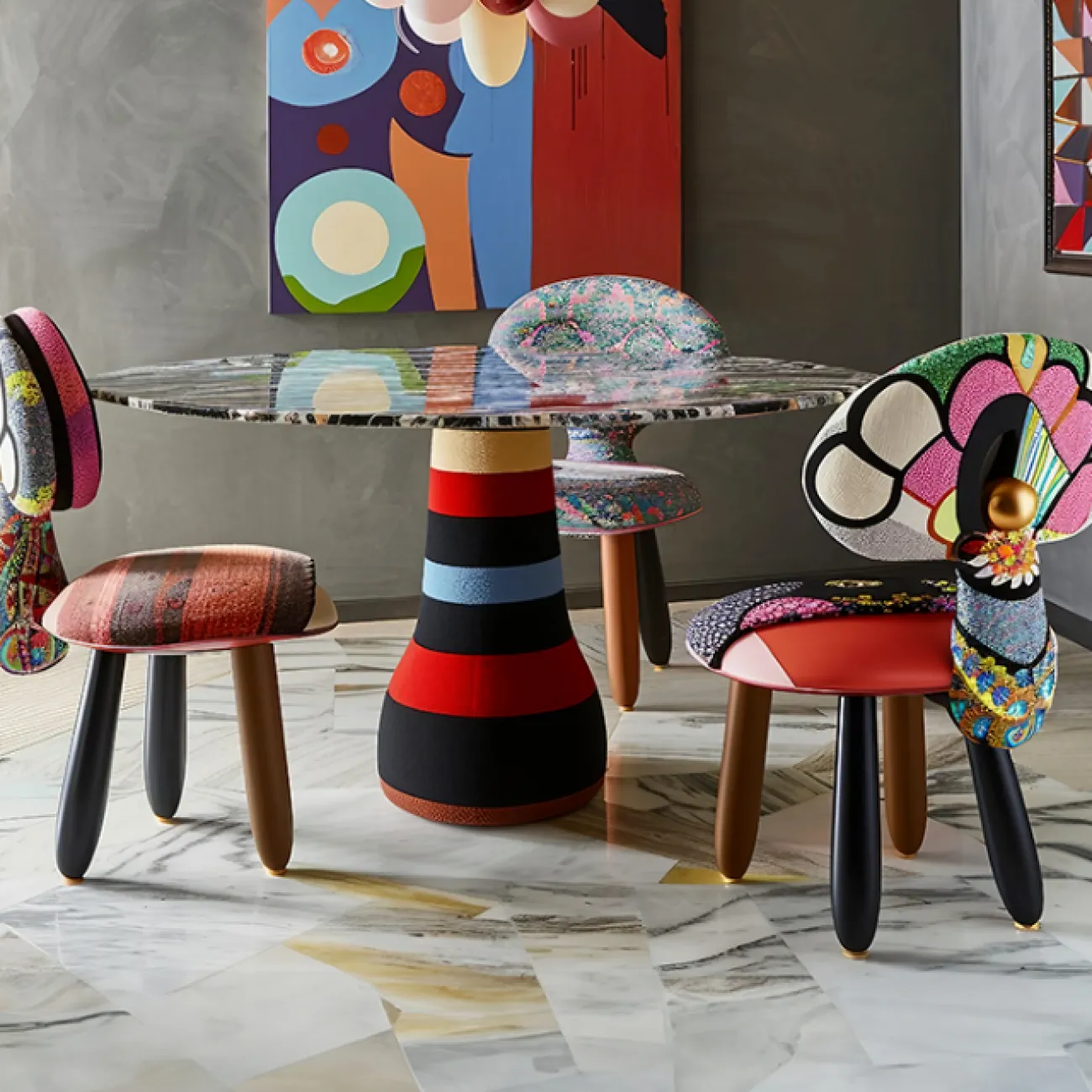 Дизайнерский обеденный стол MIVICA из дерева и текстиля OS38638-32