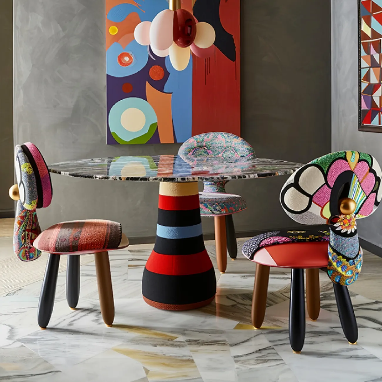 Яркий обеденный стул MIVICA из дерева и текстиля ST38639-32