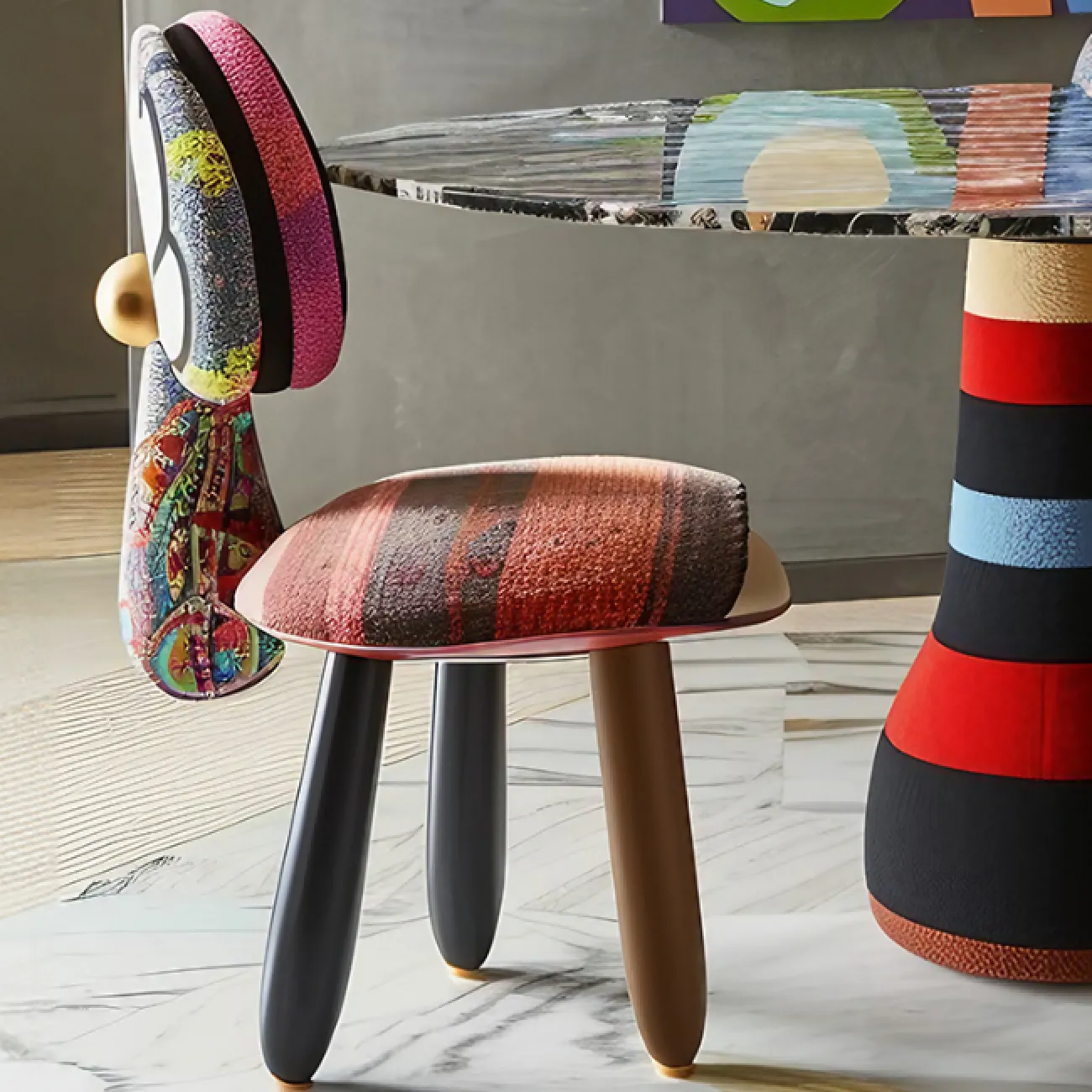 Яркий обеденный стул MIVICA из дерева и текстиля ST38639-32