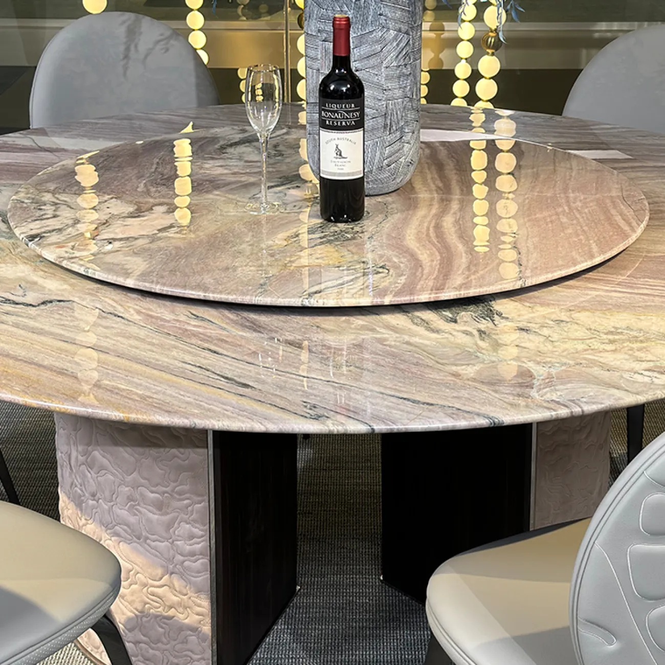 Роскошный поворотный обеденный стол MIVICA с мраморной столешницей OS38657-32