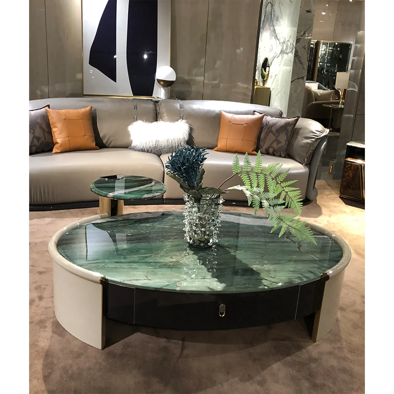 Элегантный журнальный столик MIVICA с мраморной столешницей JS38693-32 Элегантный журнальный столик MIVICA с мраморной столешницей JS38693-32