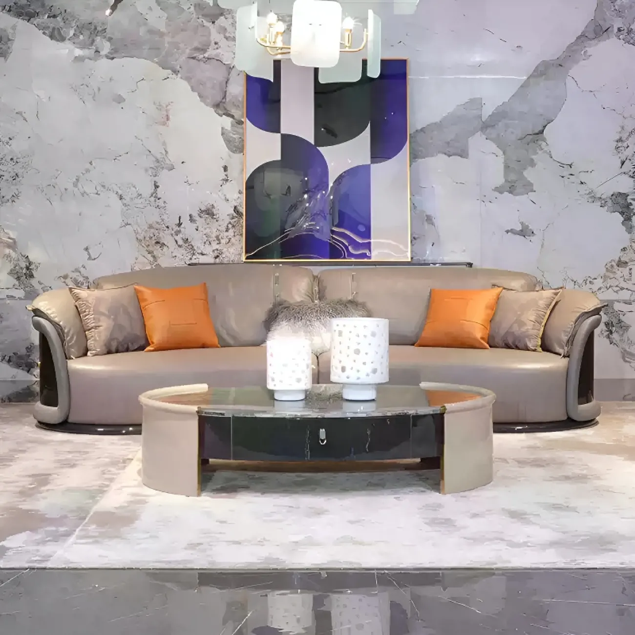 Элегантный журнальный столик MIVICA с мраморной столешницей JS38693-32 Элегантный журнальный столик MIVICA с мраморной столешницей JS38693-32