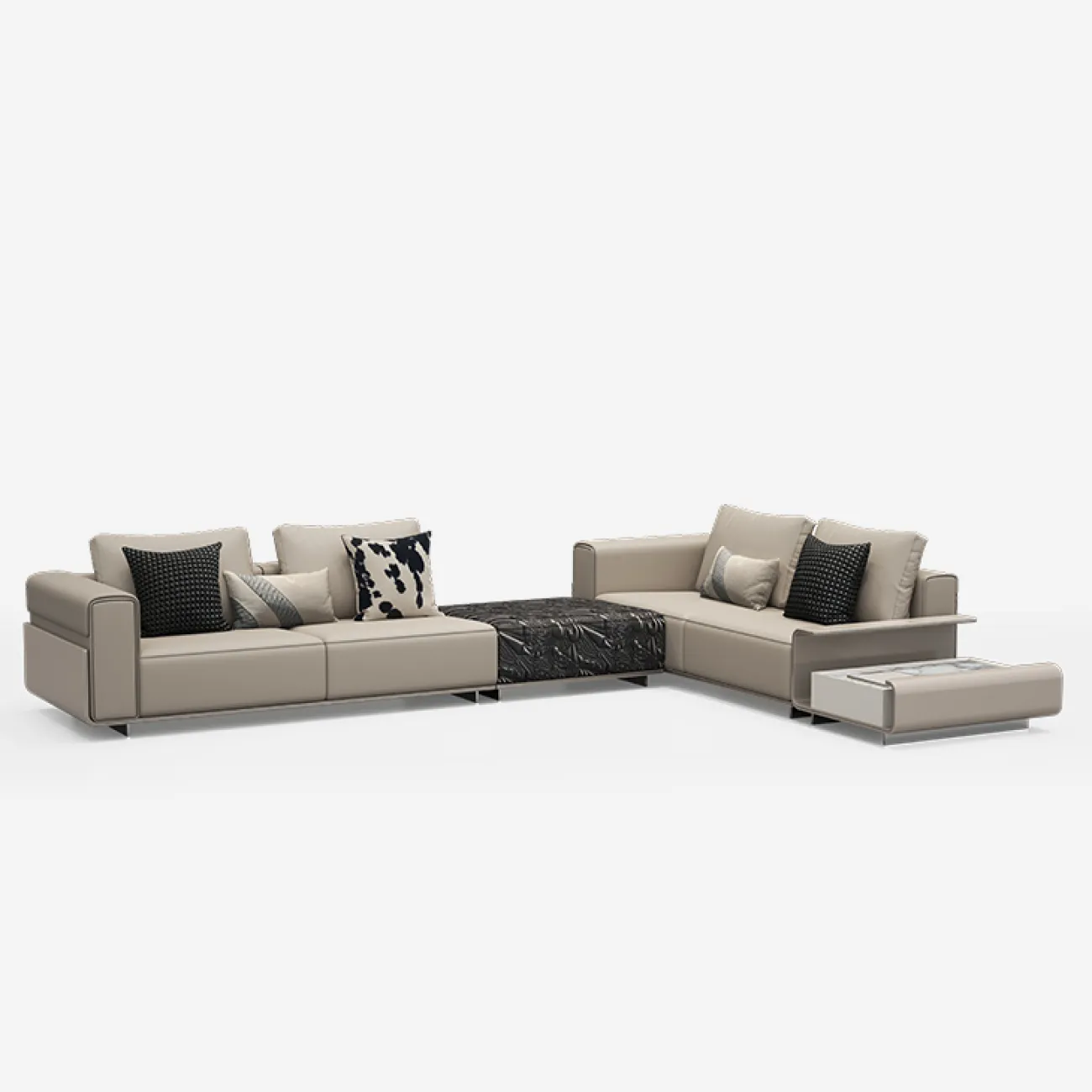 Просторный угловой диван MIVICA из бука и натуральной кожи DV38716-32